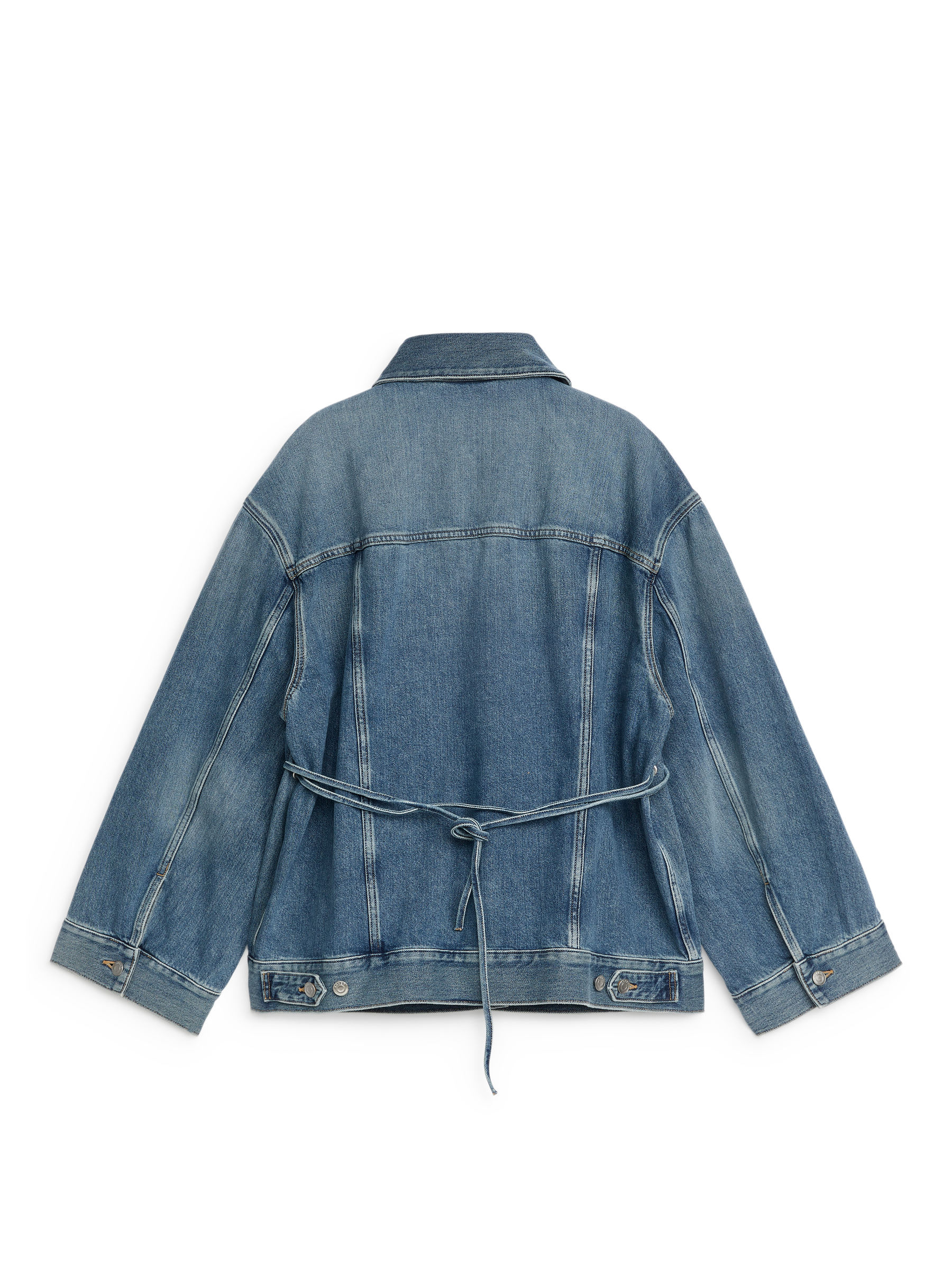 Denim-Jacke mit Bindedetail - Verwaschenes Blau - Oversize - Damen - StillMedia/DescriptiveStillLife - 1