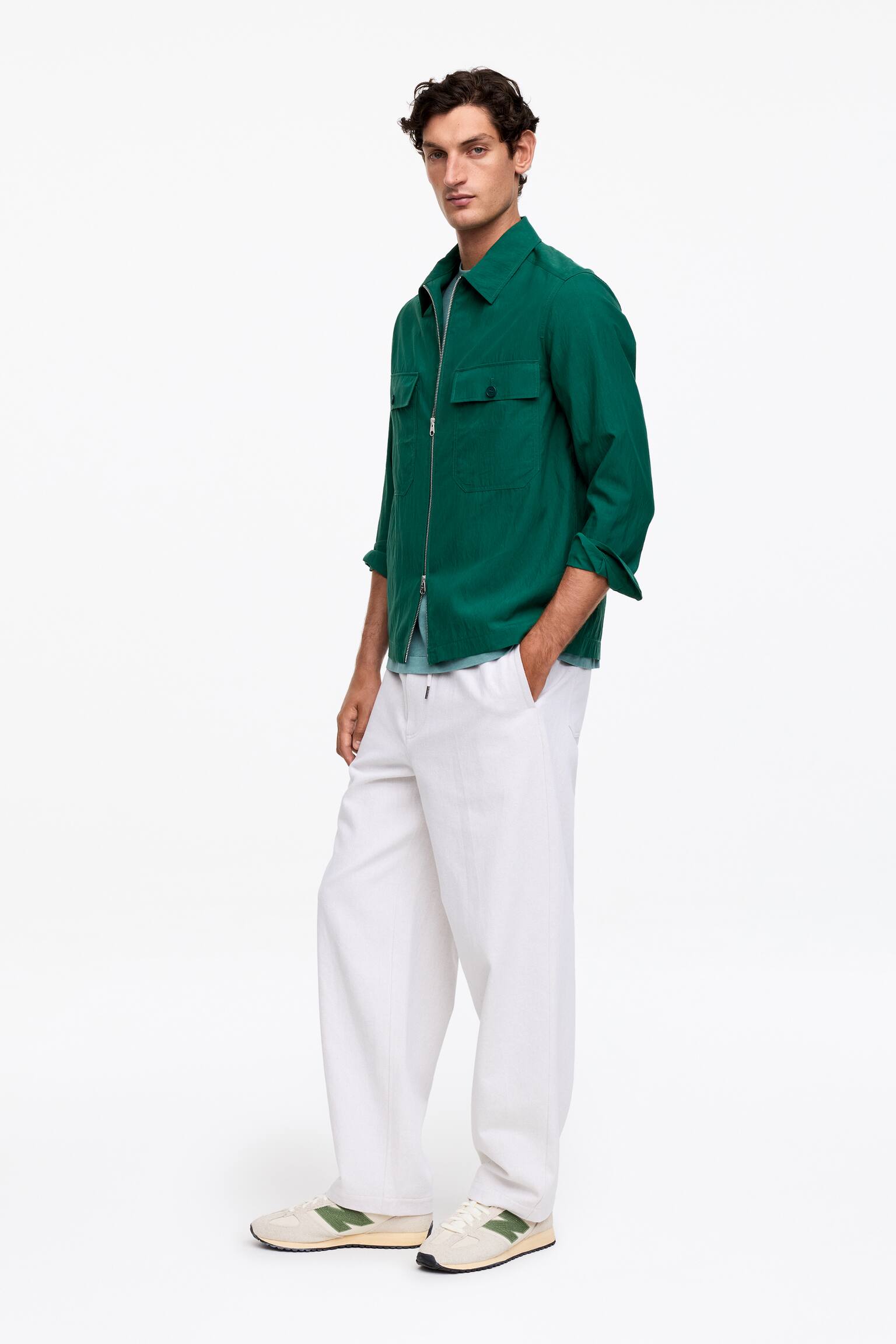 Риза от лиосел смес - Зелено/Черен - 3