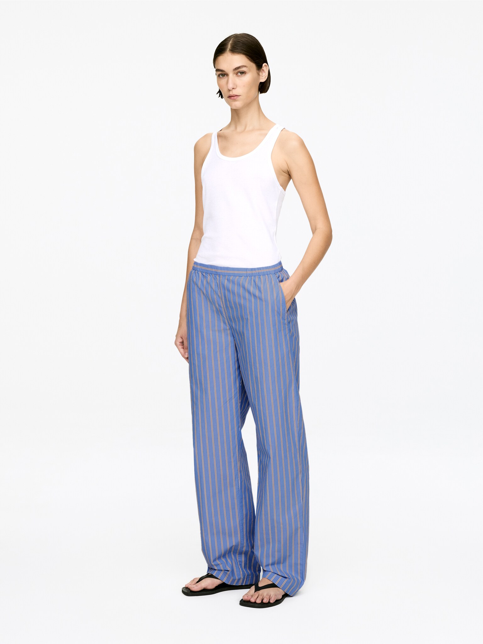 Pantalon de pyjama en coton - Bleu/Rayé - 6