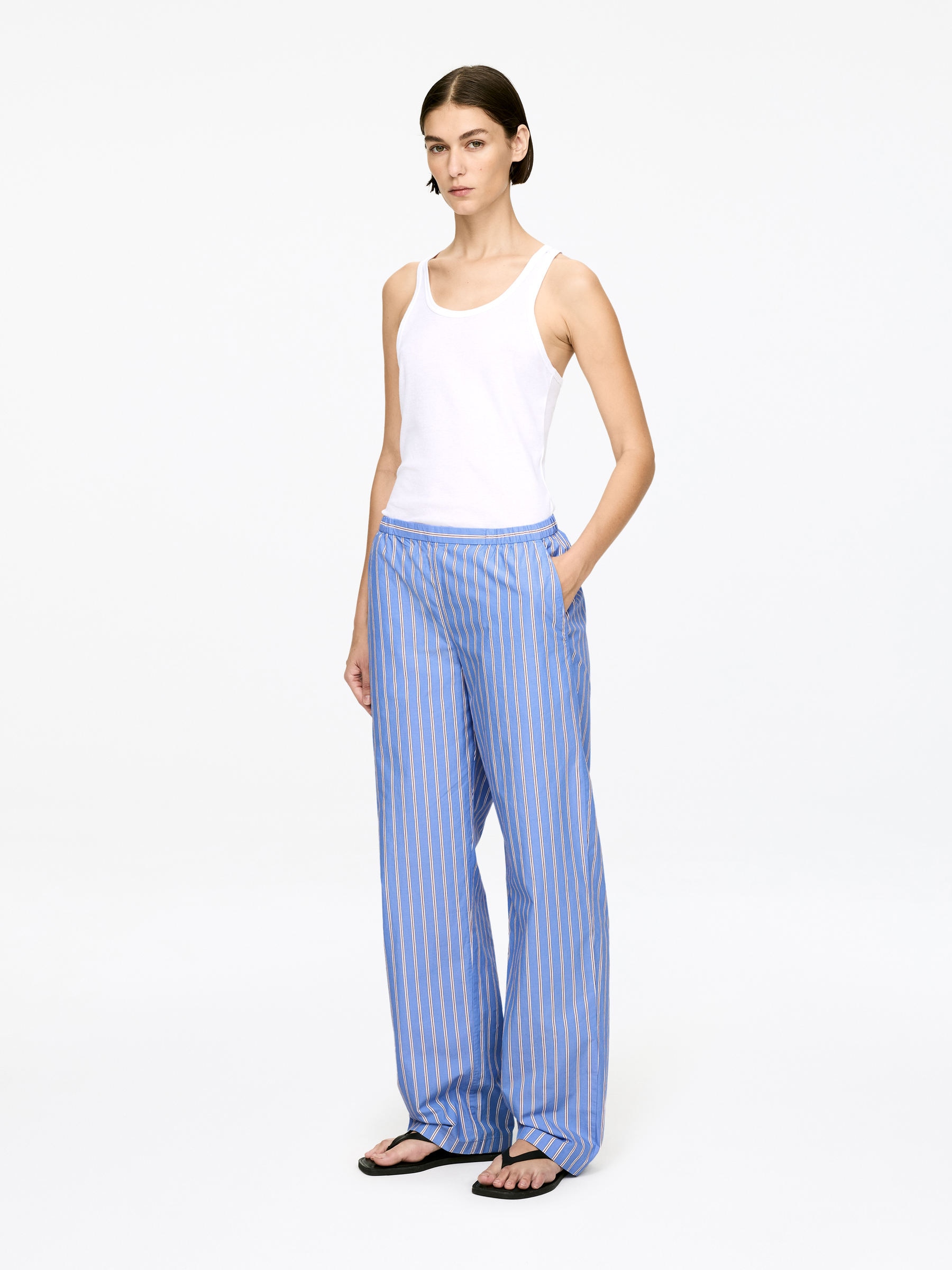 Cotton Pyjama Trousers - Blue/Striped - Regular fit - Women - StillMedia/Lookbook - 3