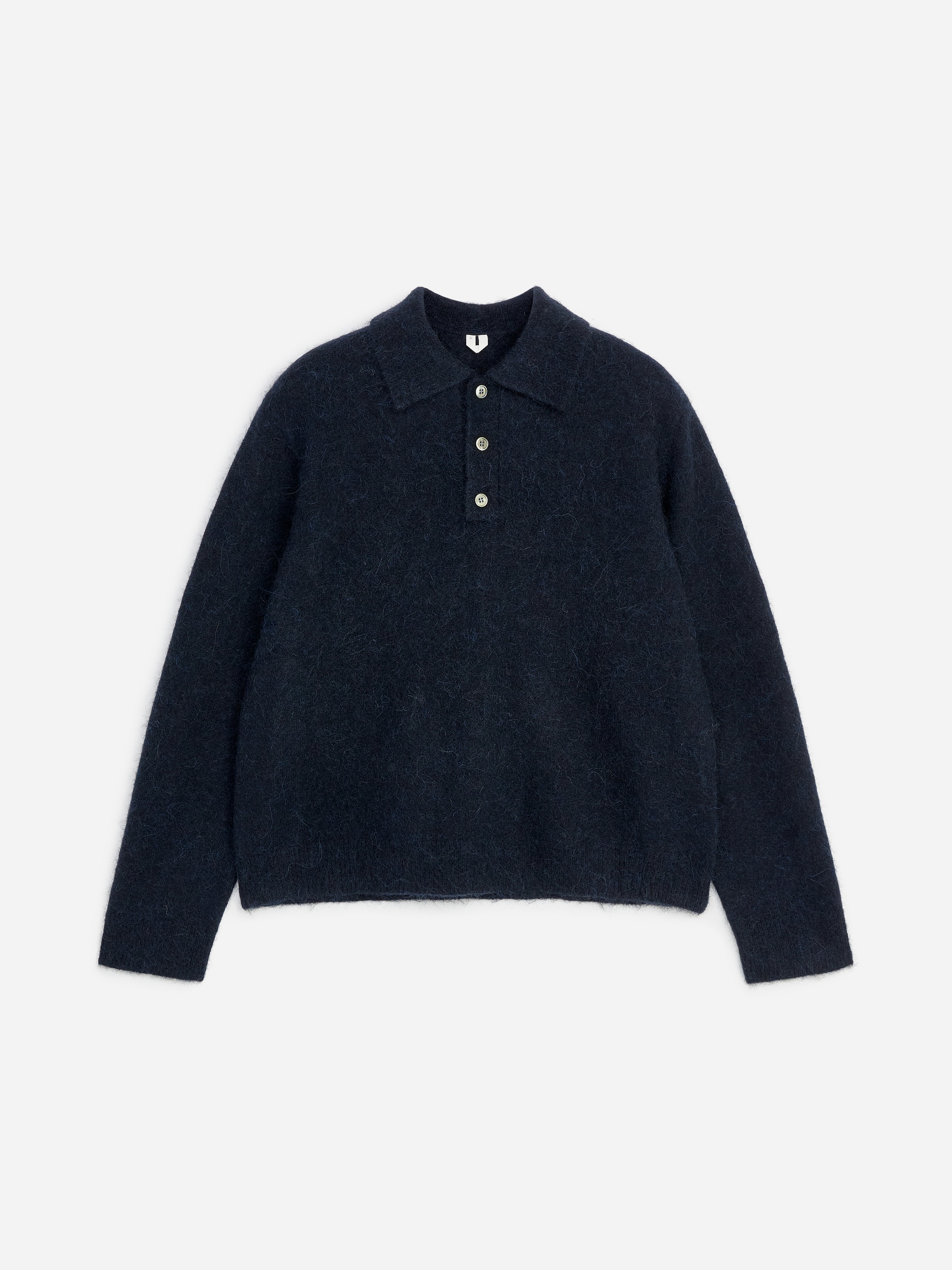Alpaca Wool Blend Polo Shirt - Dark Blue - Loose fit - men - StillMedia/DescriptiveStillLife - 1
