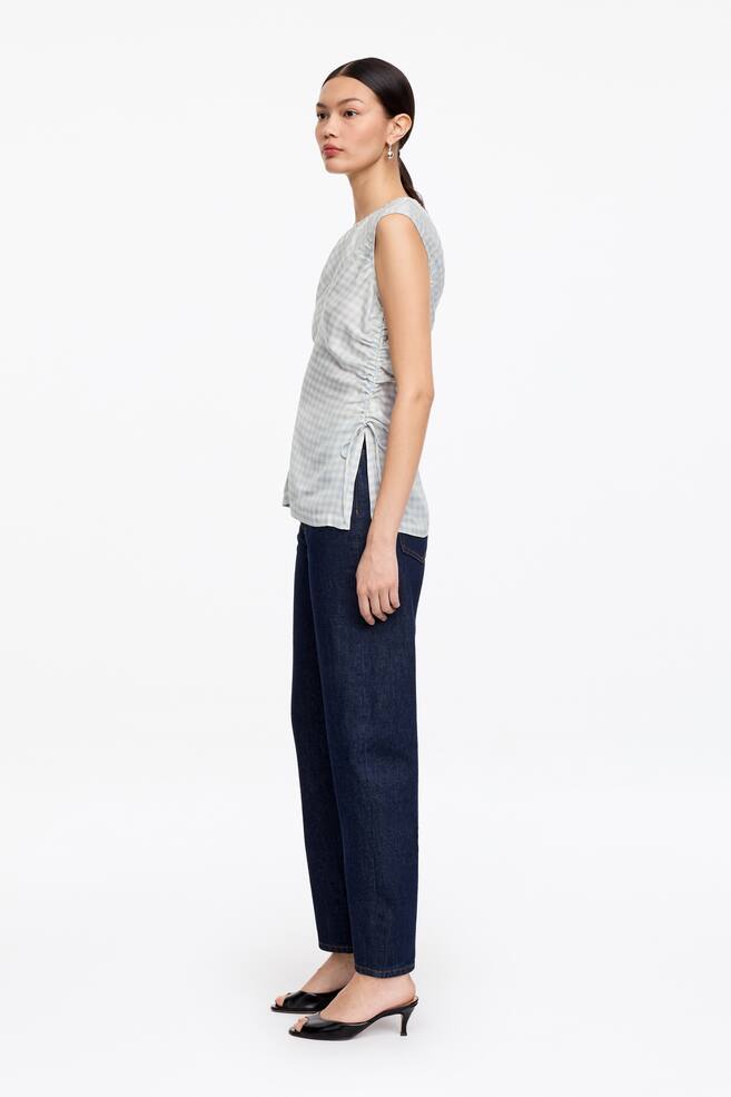 Drawstring Top -White/Blue - 3