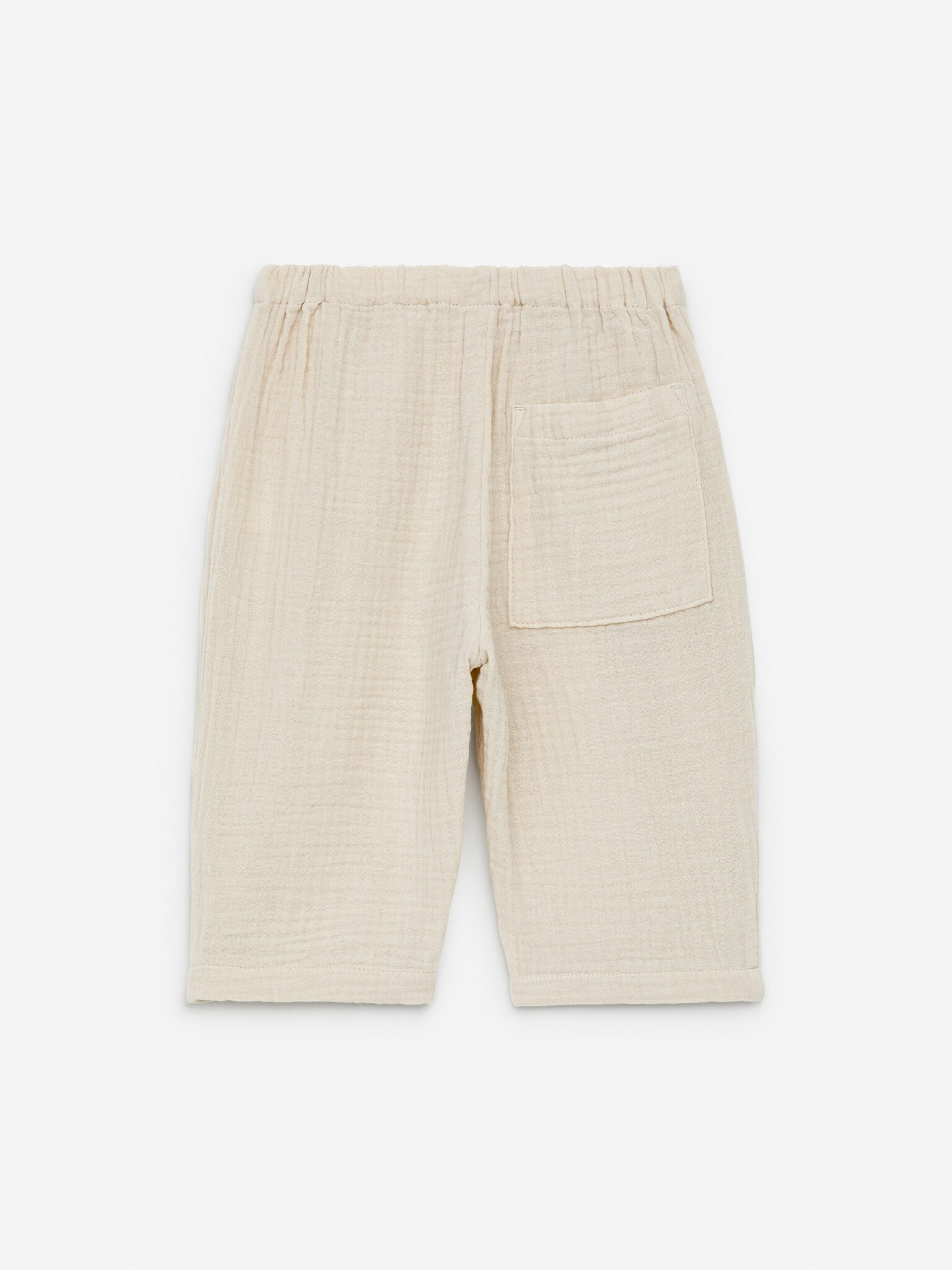 Pantalon en mousseline de coton - Beige/Bleu vif - 2