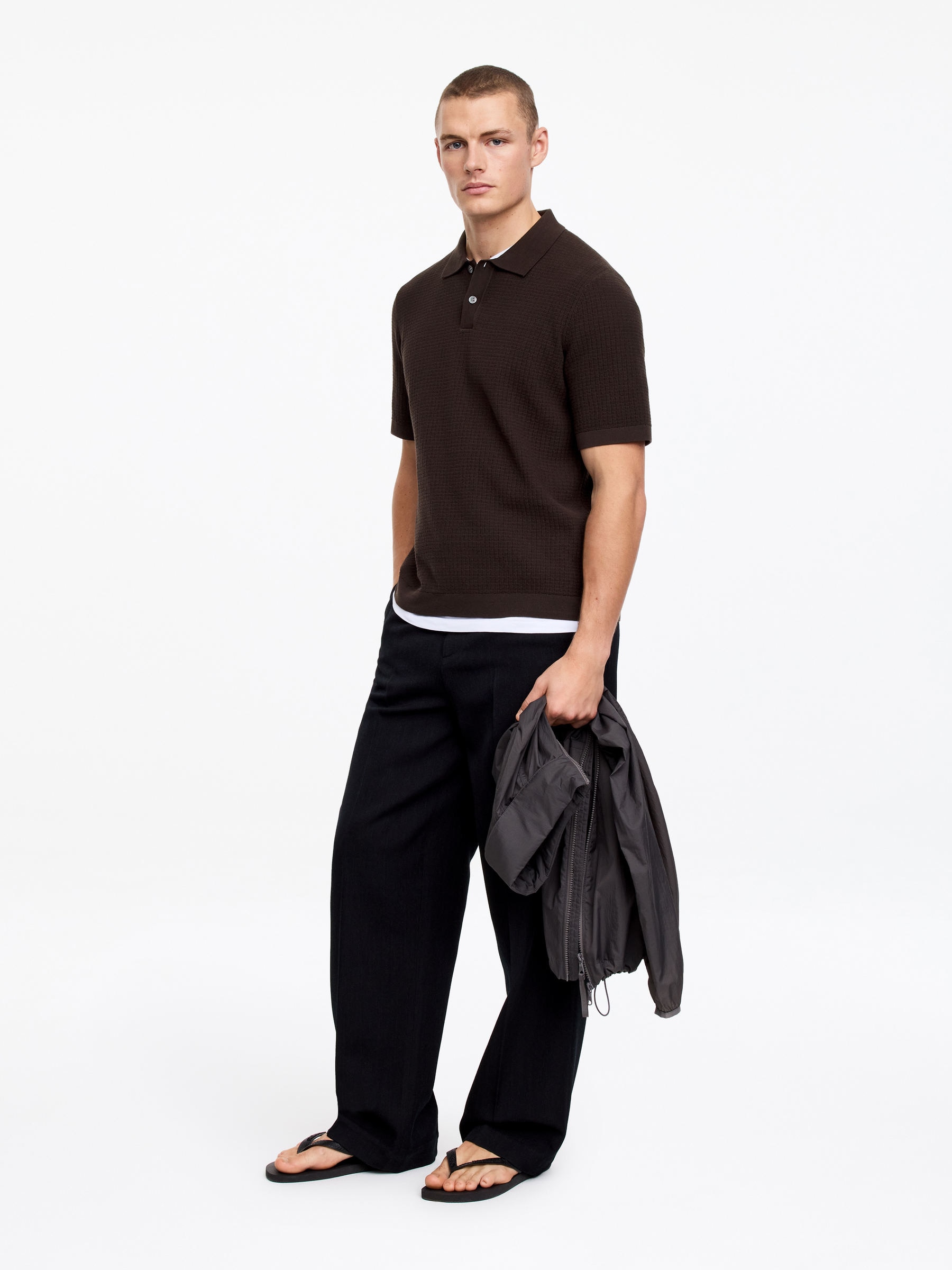 Polo en maille de coton - Marron - Regular fit - Homme - StillMedia/Lookbook - 2