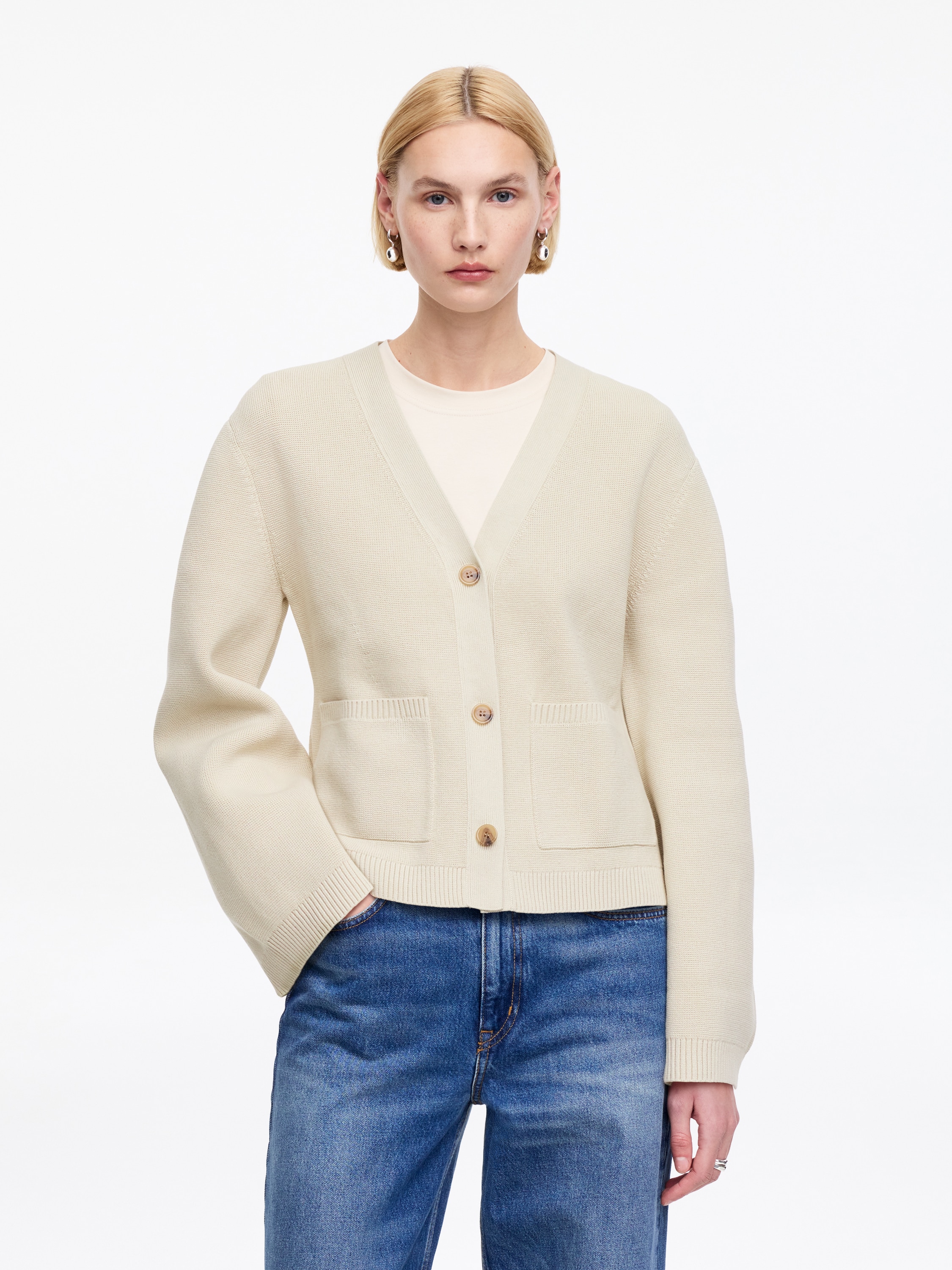 Pamut kardigán - Világos vakond/Sötétbarna