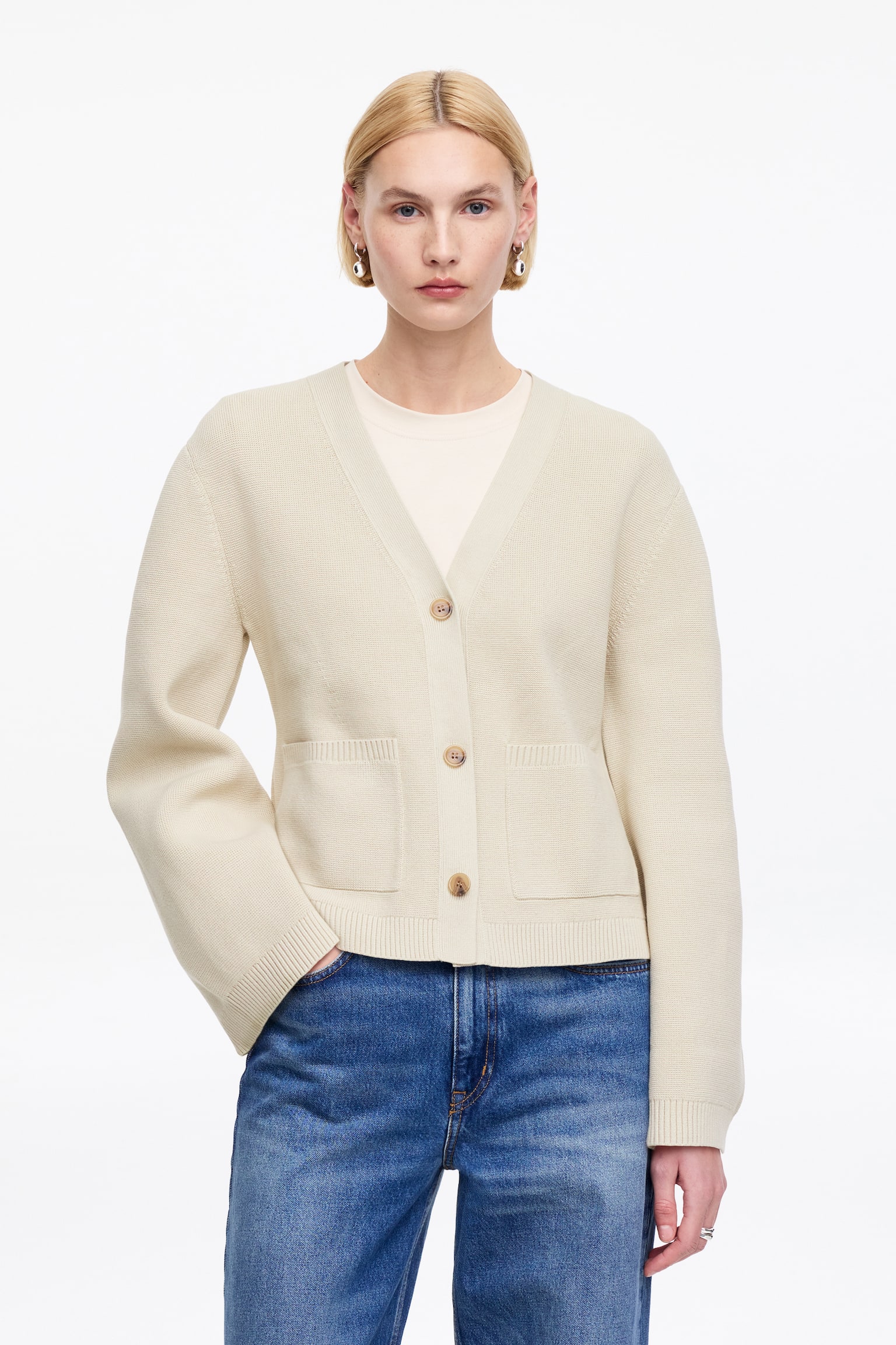 Bawełniany kardigan - Jasnobrązowy/Ciemnobrązowy/Jasnoturkusowy/Czerwony - 1