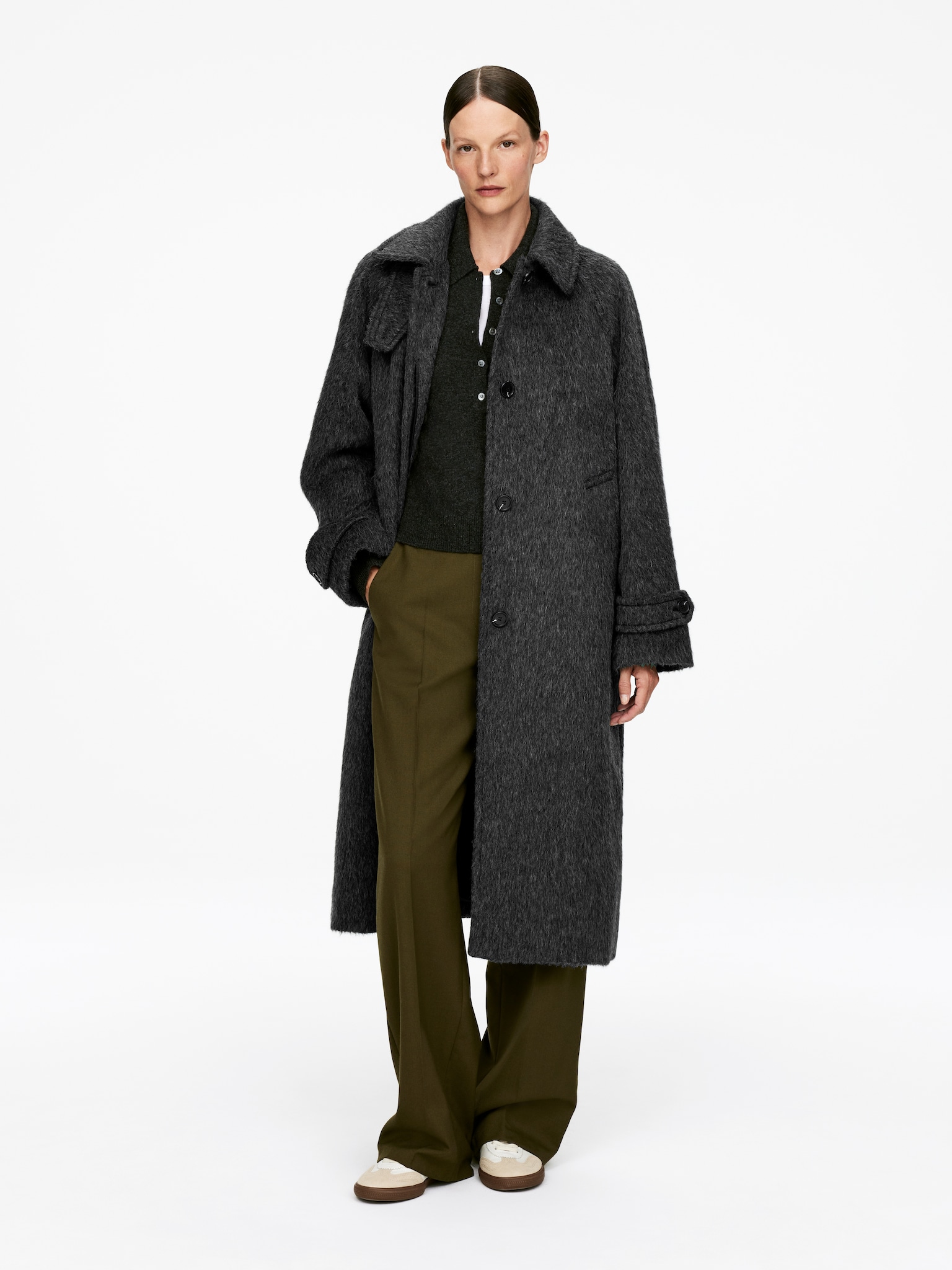 Wool-Alpaca Blend Coat - Black/Dark Mole