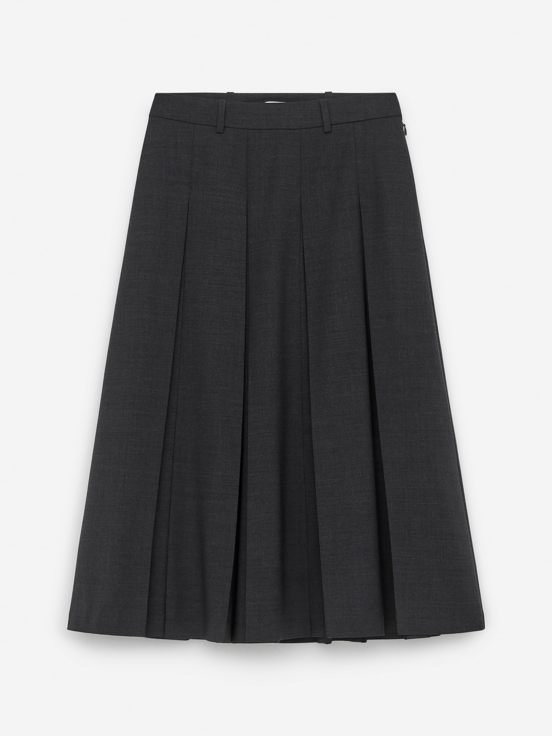 Pleated Wool Blend Skirt - Dark Grey - Regular fit - Women - StillMedia/DescriptiveStillLife - 2