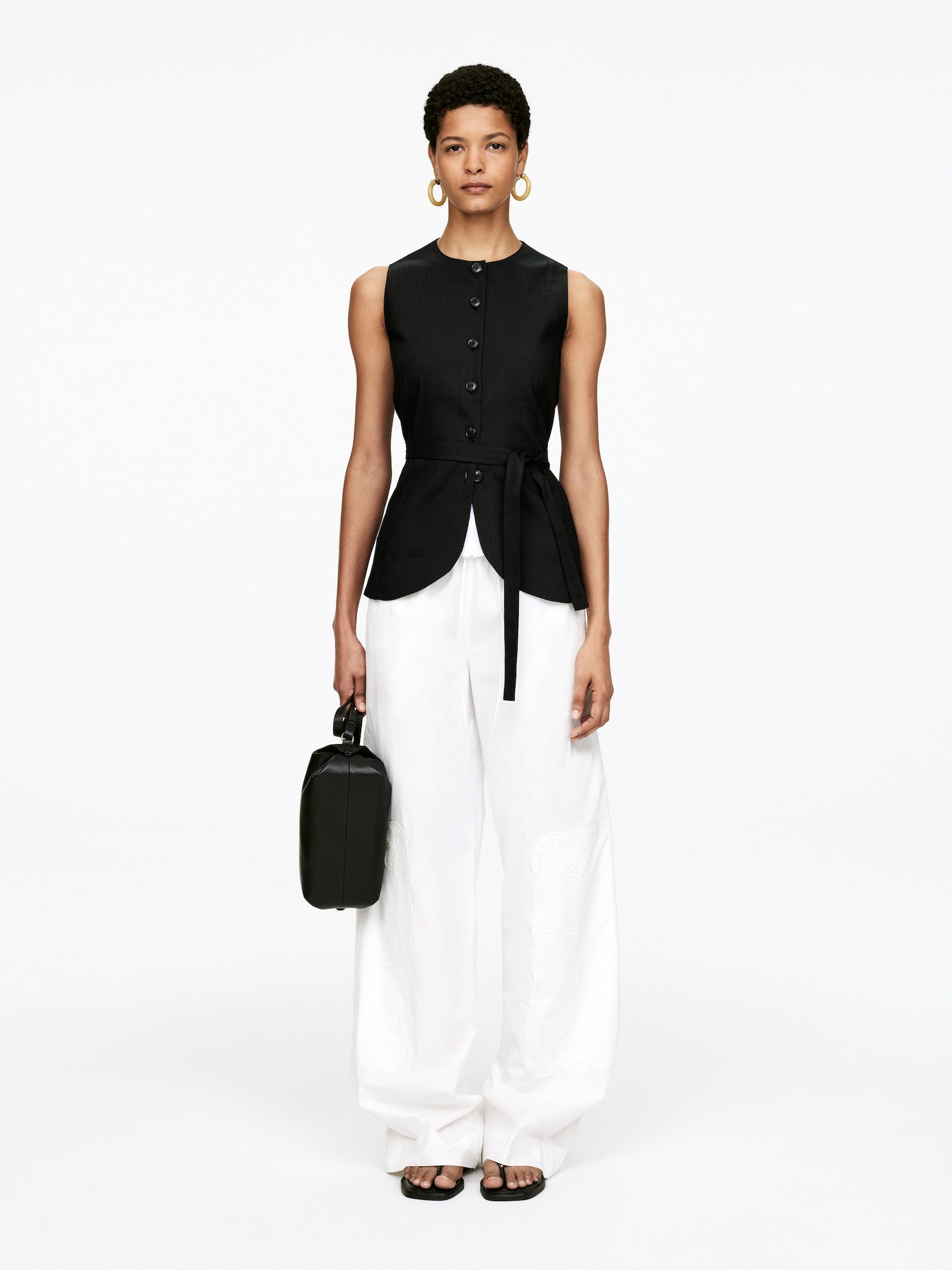 Gilet en mélange de lin - Noir - 4