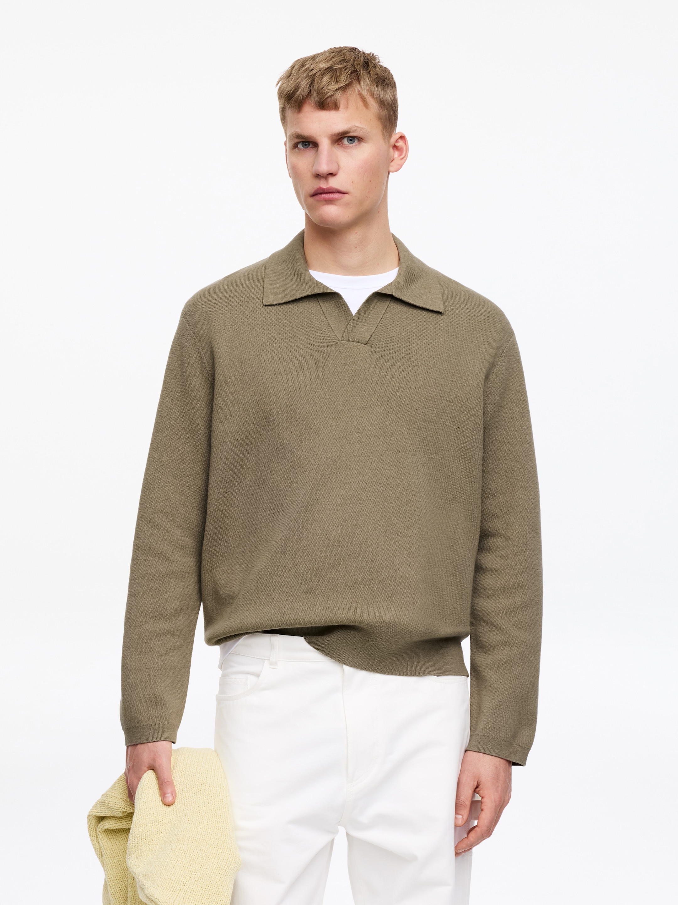 Polo en mezcla de algodón y seda - Verde caqui - Corte relajado - Men - StillMedia/Lookbook - 6