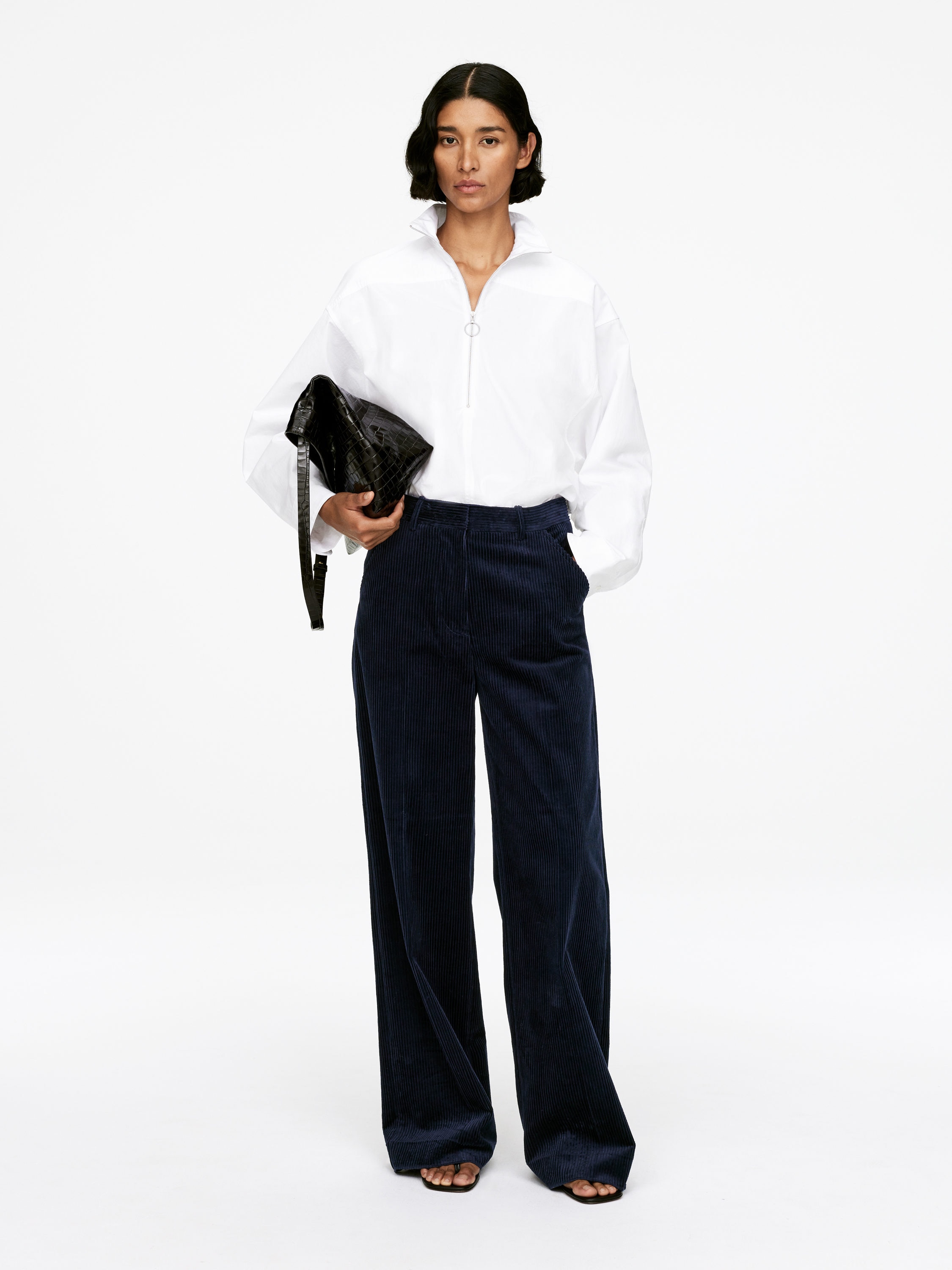 Wide-Leg Corduroy Trousers-#0A041F-12985