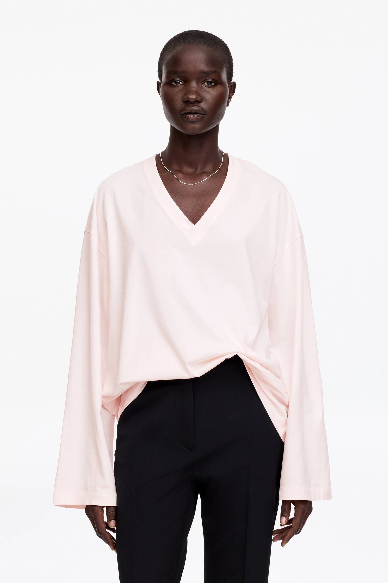 Långärmad t-shirt - Ljusrosa/Vit/Svart - 1