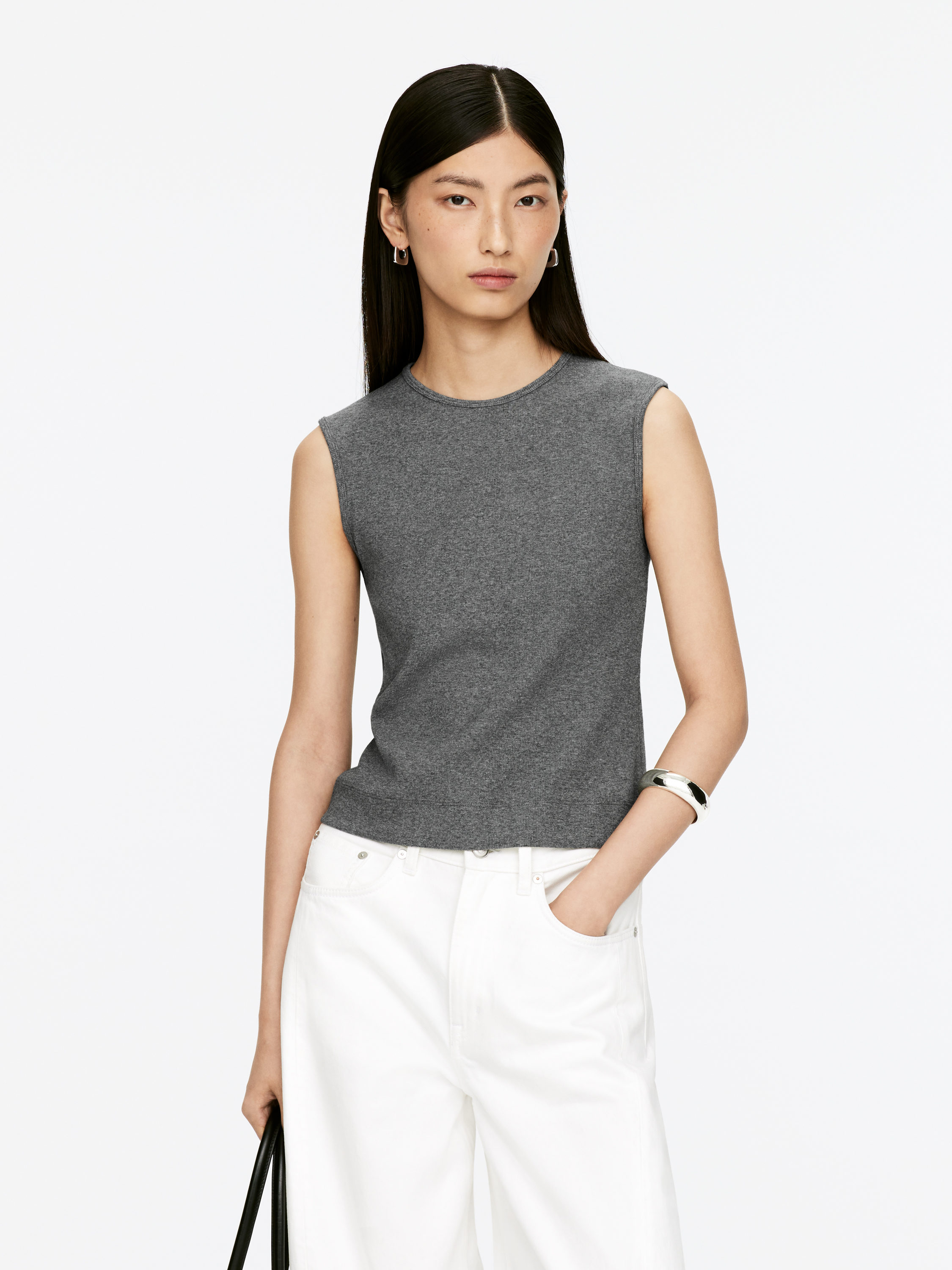 Rib Tank Top - Grey - Slim fit - Women - StillMedia/Lookbook - 5