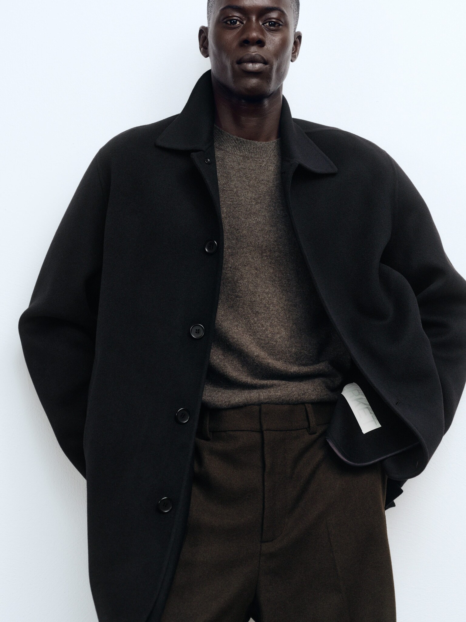 Pulover din cașmir pur cu guler rotund - Bej Melanj/Dark Blue/Maro - 7