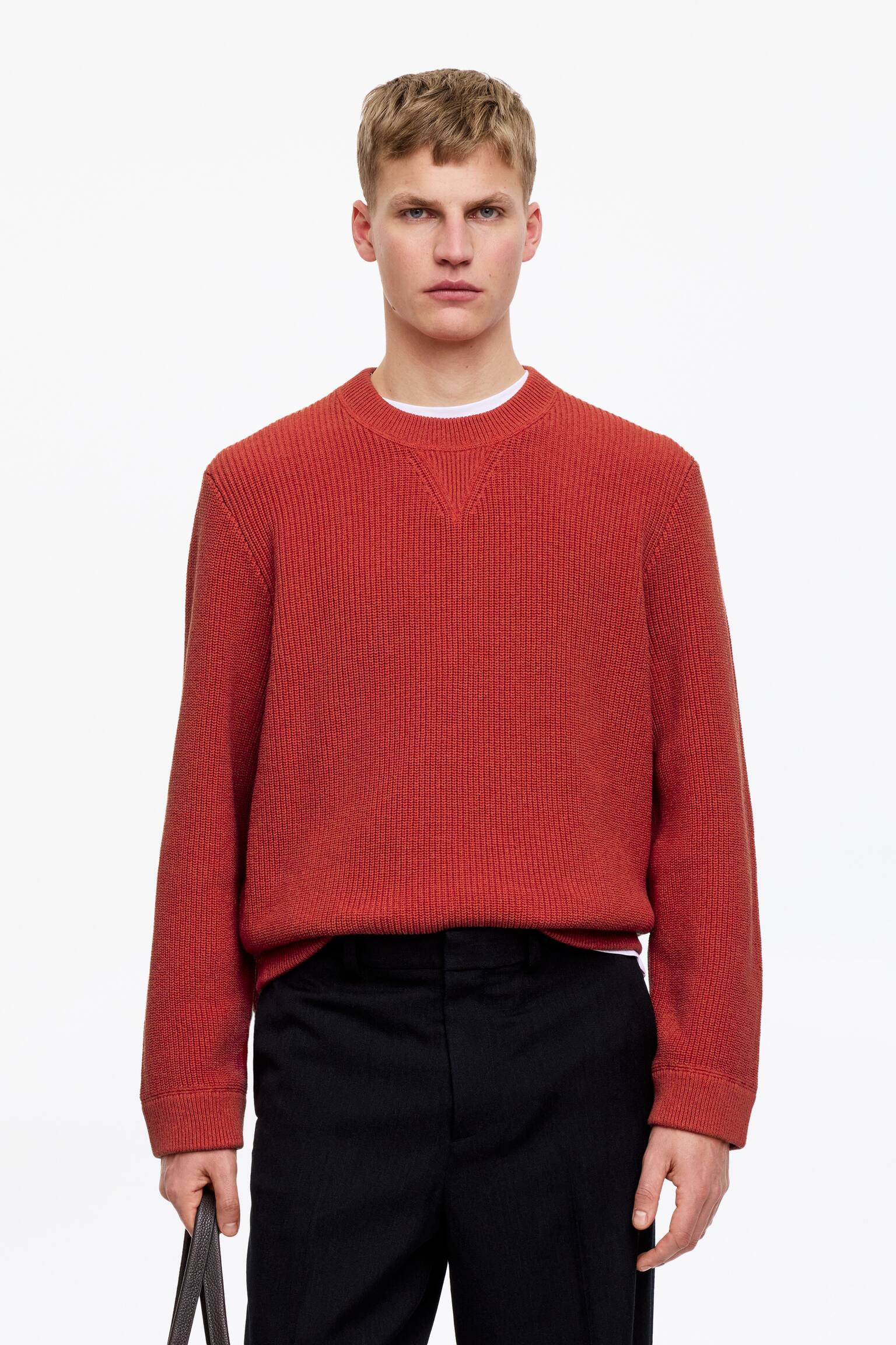 Tröja i bomulls- och linneblandning - Röd/Blå - 1