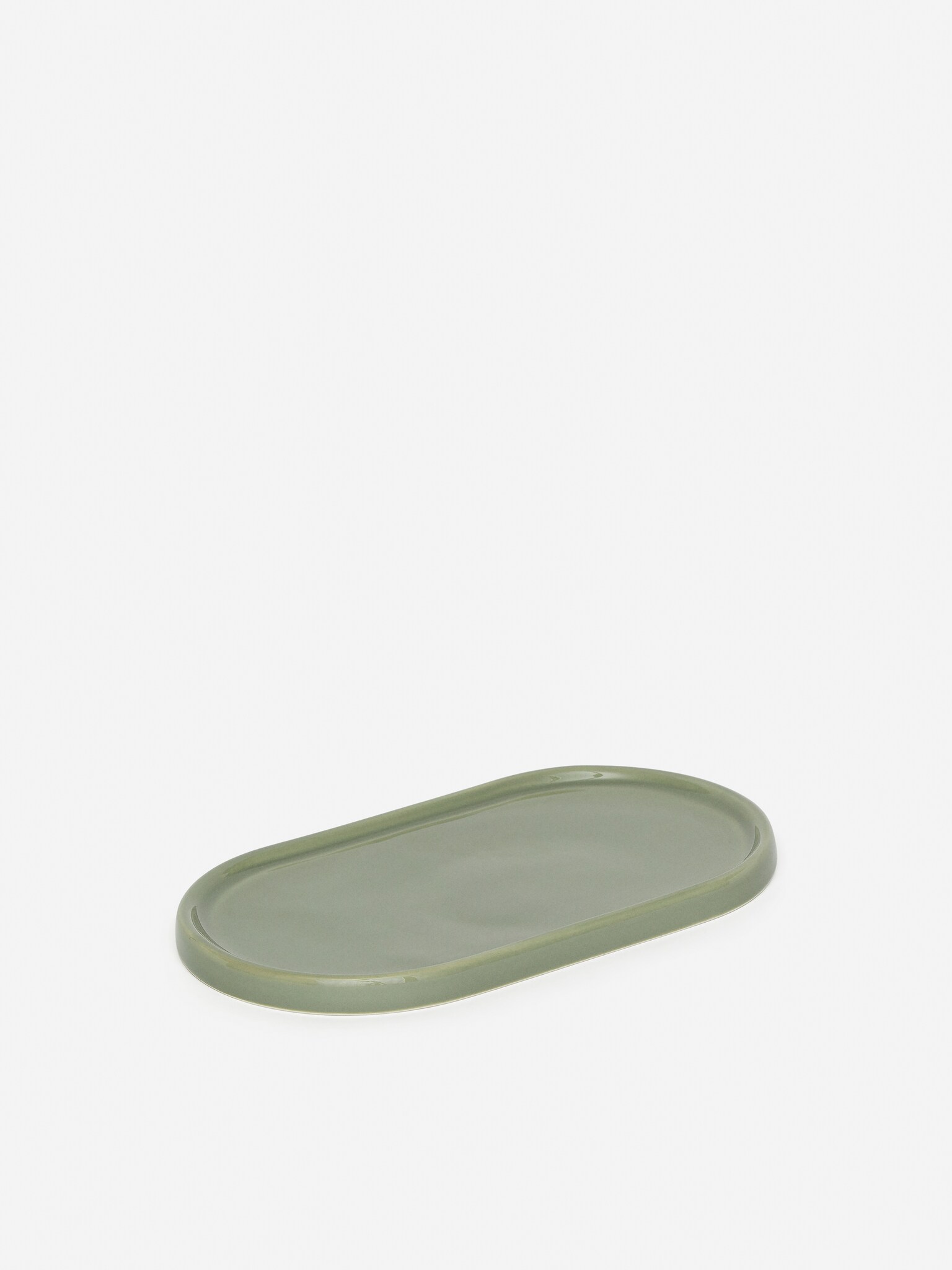 Farfurie din ceramică 25 x 14 cm - Verde prăfuit