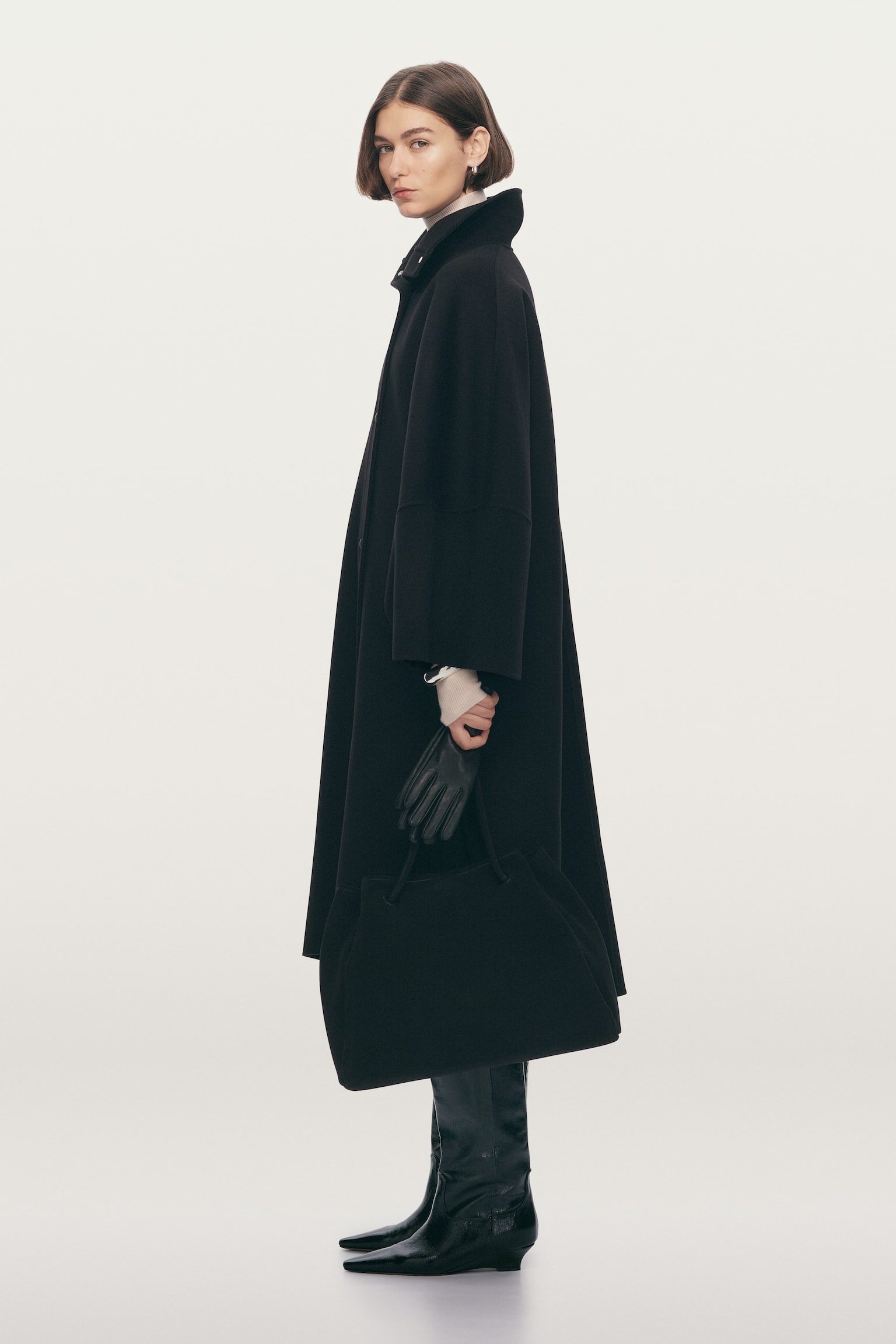 Plášť z vlněné směsi Doublé - Černá - 6