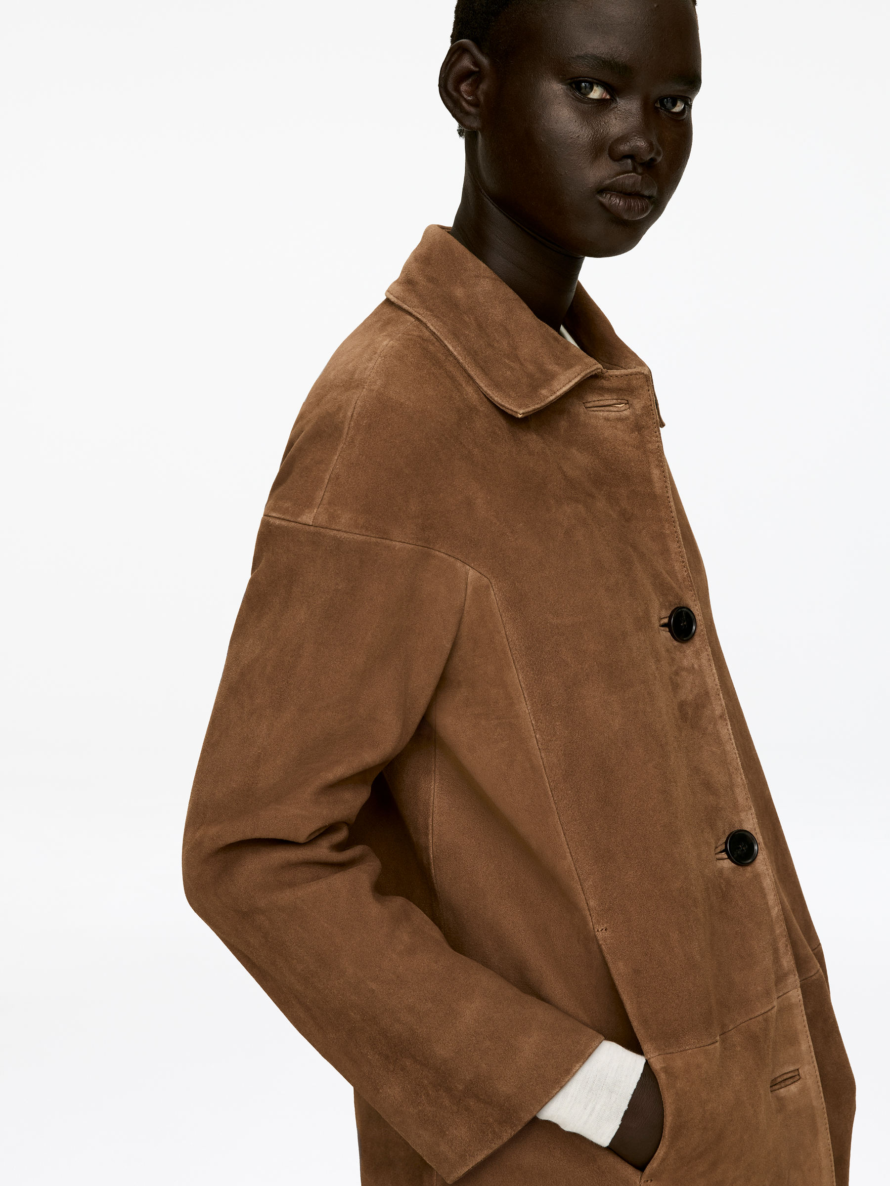 Veloursledermantel - Braun - Regular Fit - Damen - StillMedia/Lookbook - 12