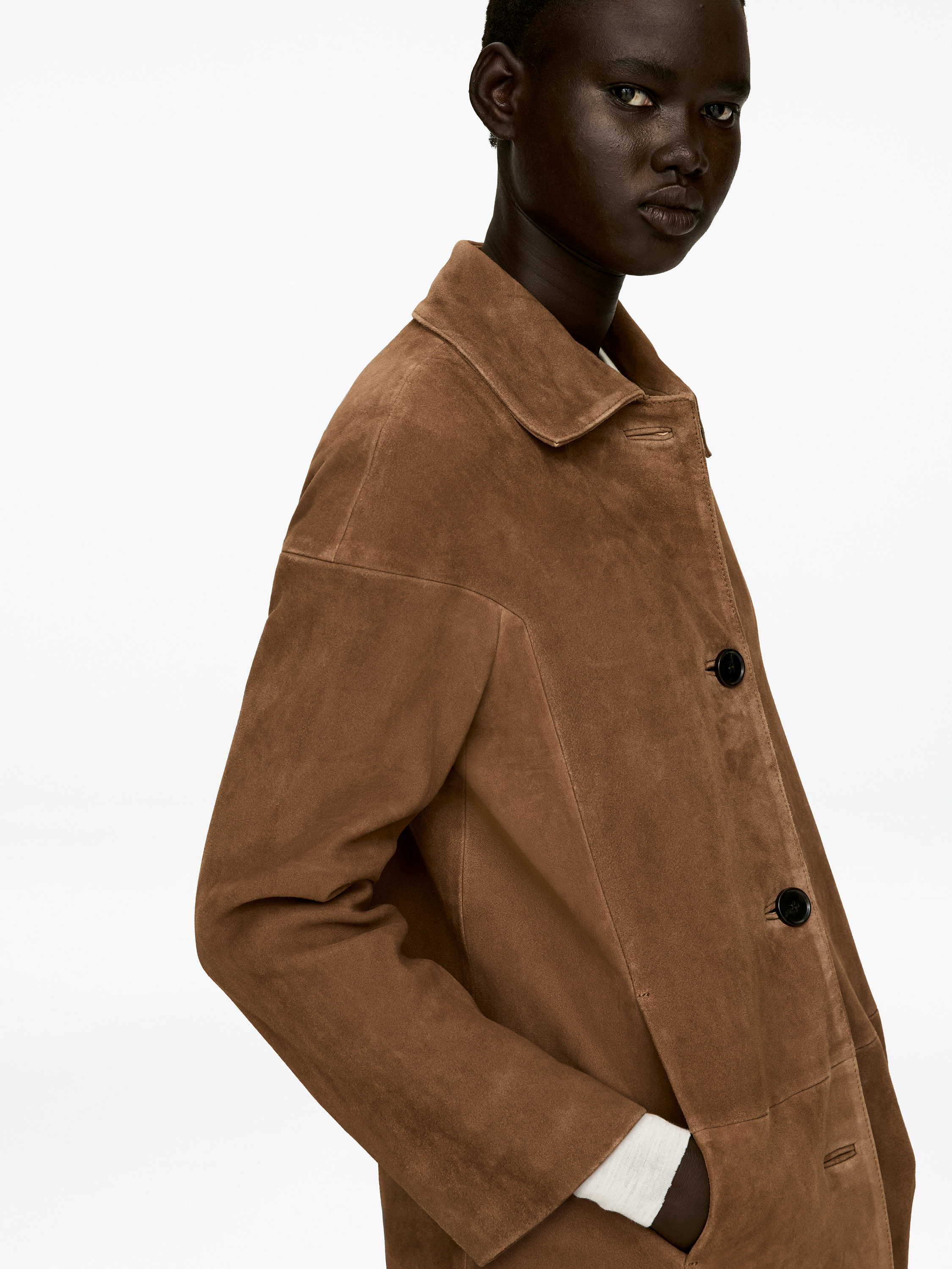 Suede Coat - Brown - Regular fit - Women - StillMedia/Lookbook - 12