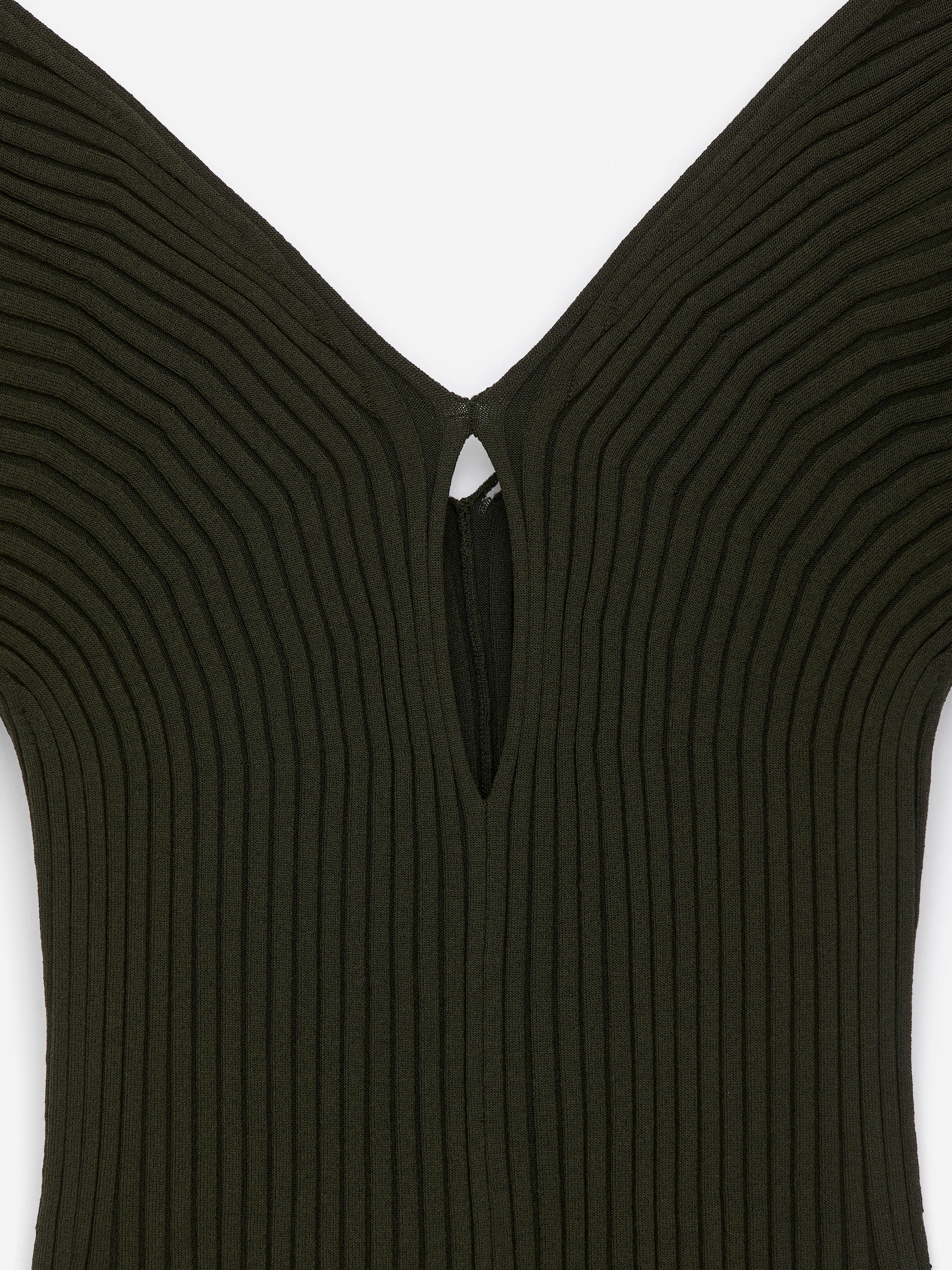 Haut côtelé à col en V - Vert foncé - Slim fit - Femme - StillMedia/DescriptiveDetail - 2