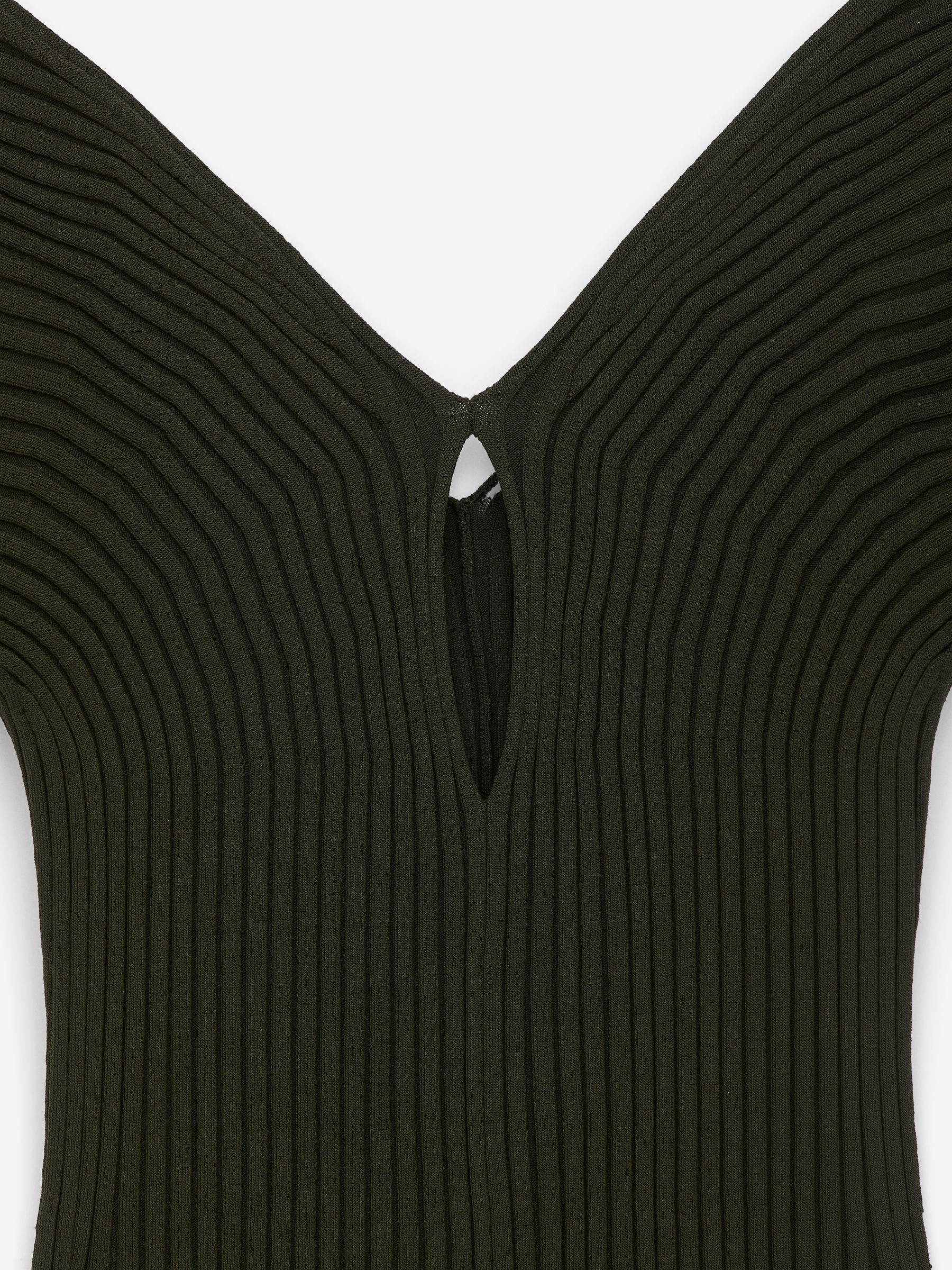 V-Neck Rib Top - Dark Green - Slim fit - Women - StillMedia/DescriptiveDetail - 2