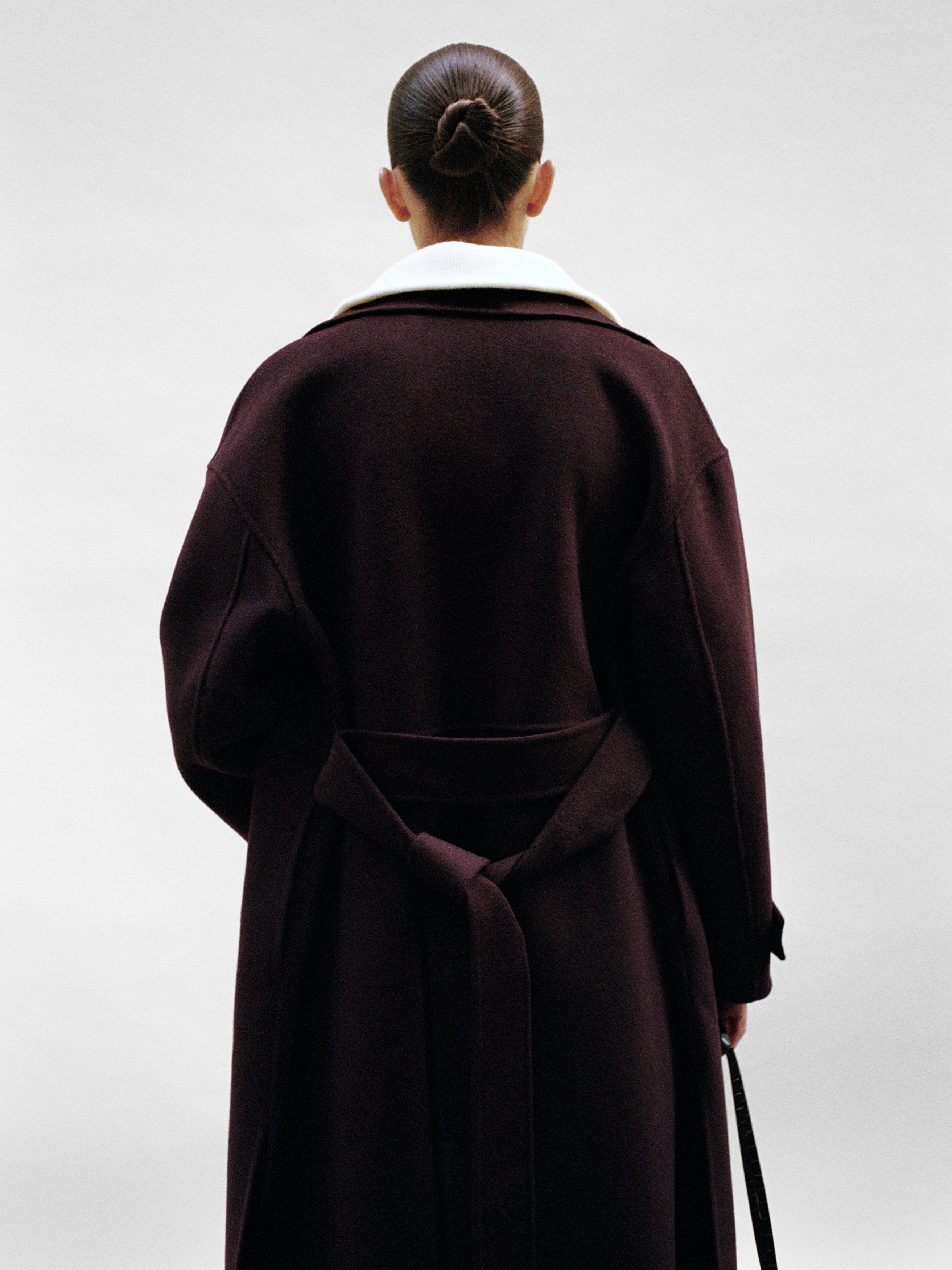 Wool-Blend Funnel-Neck Coat - Burgundy - Oversized - Women - StillMedia/Environmental - 1