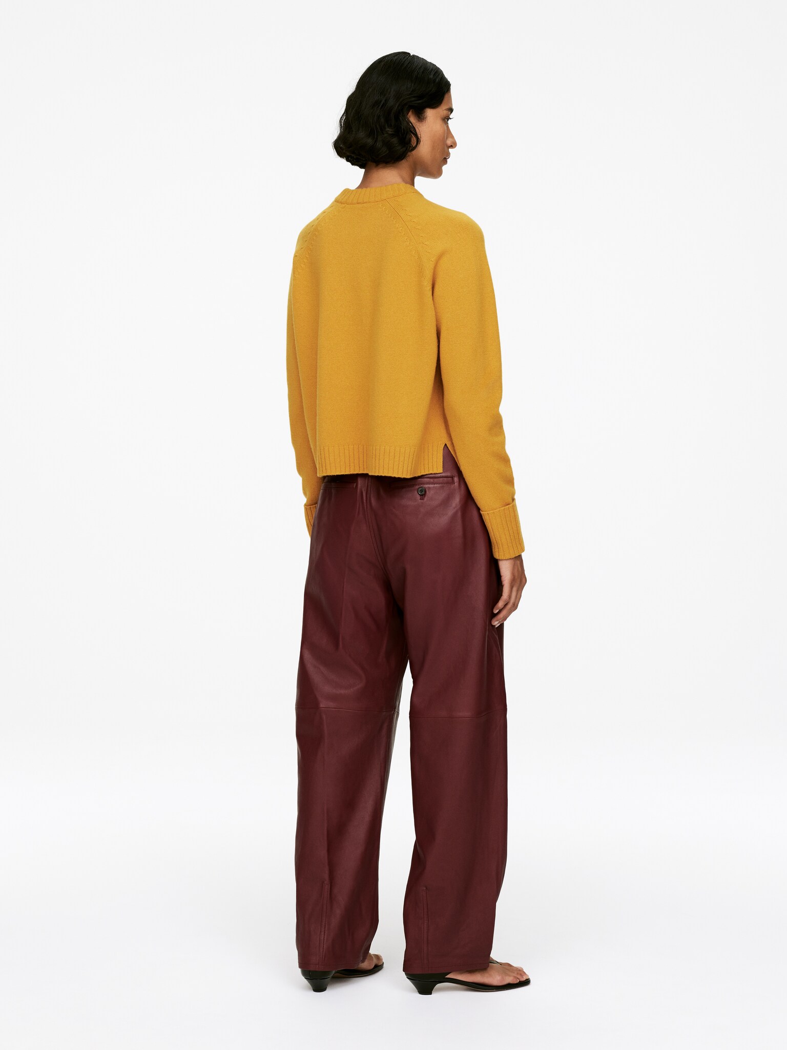 Pull en laine à poignets repliés - Jaune foncé/Blanc cassé/Bleu foncé - 4