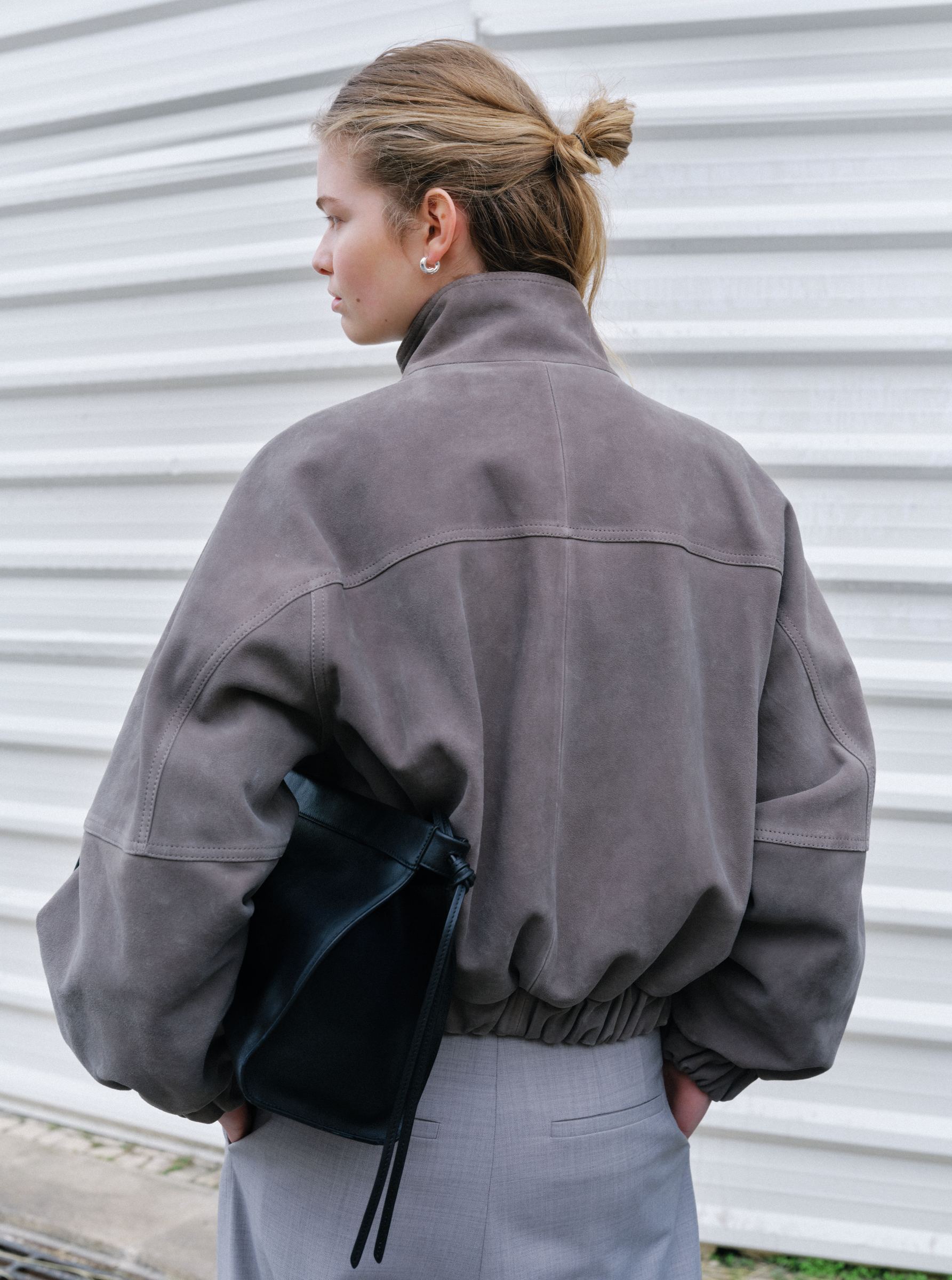 Boxy Suede Jacket-#949597-18195