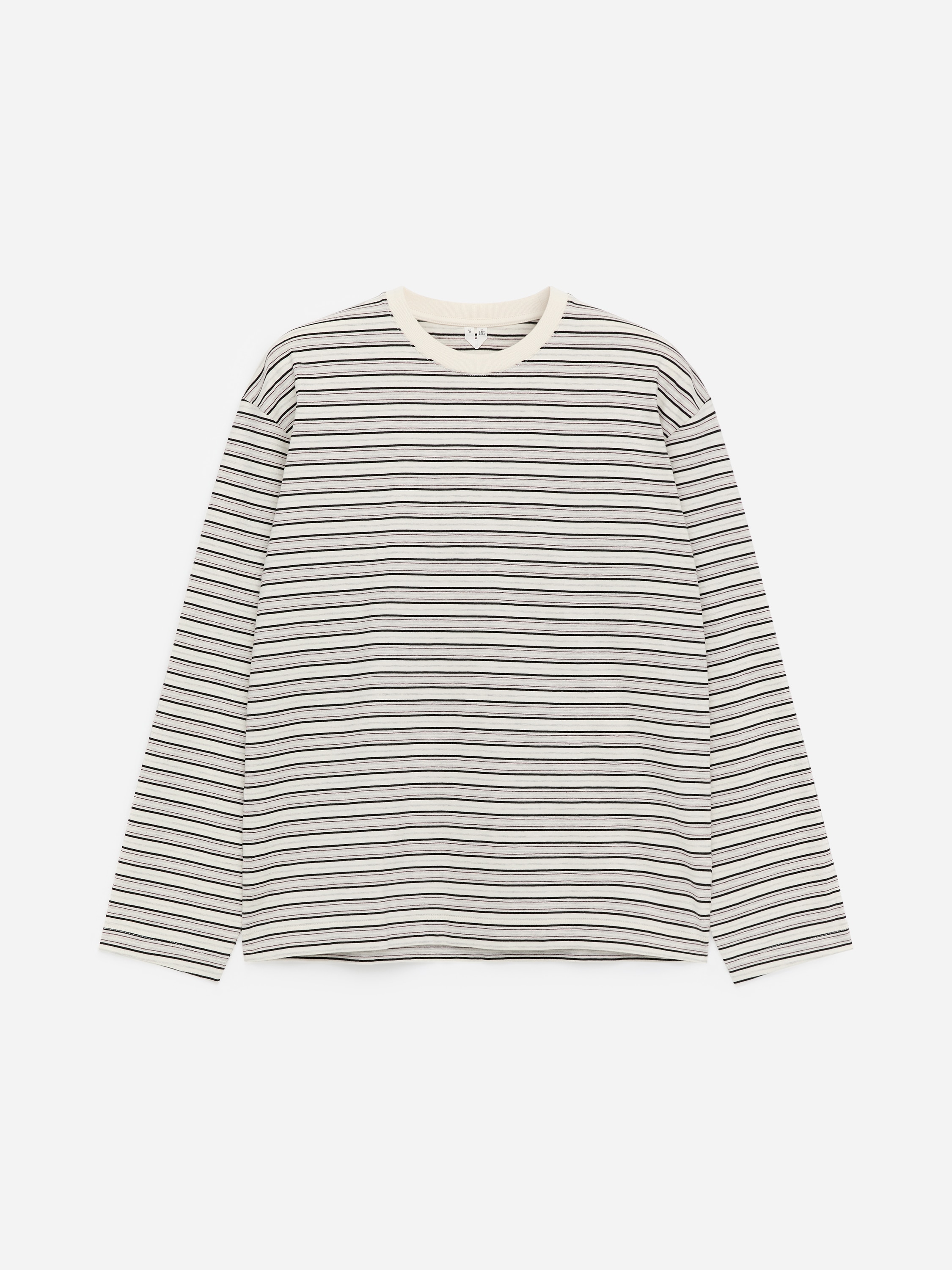 Релаксирана блуза с дълъг ръкав - Off White/Black/Plum