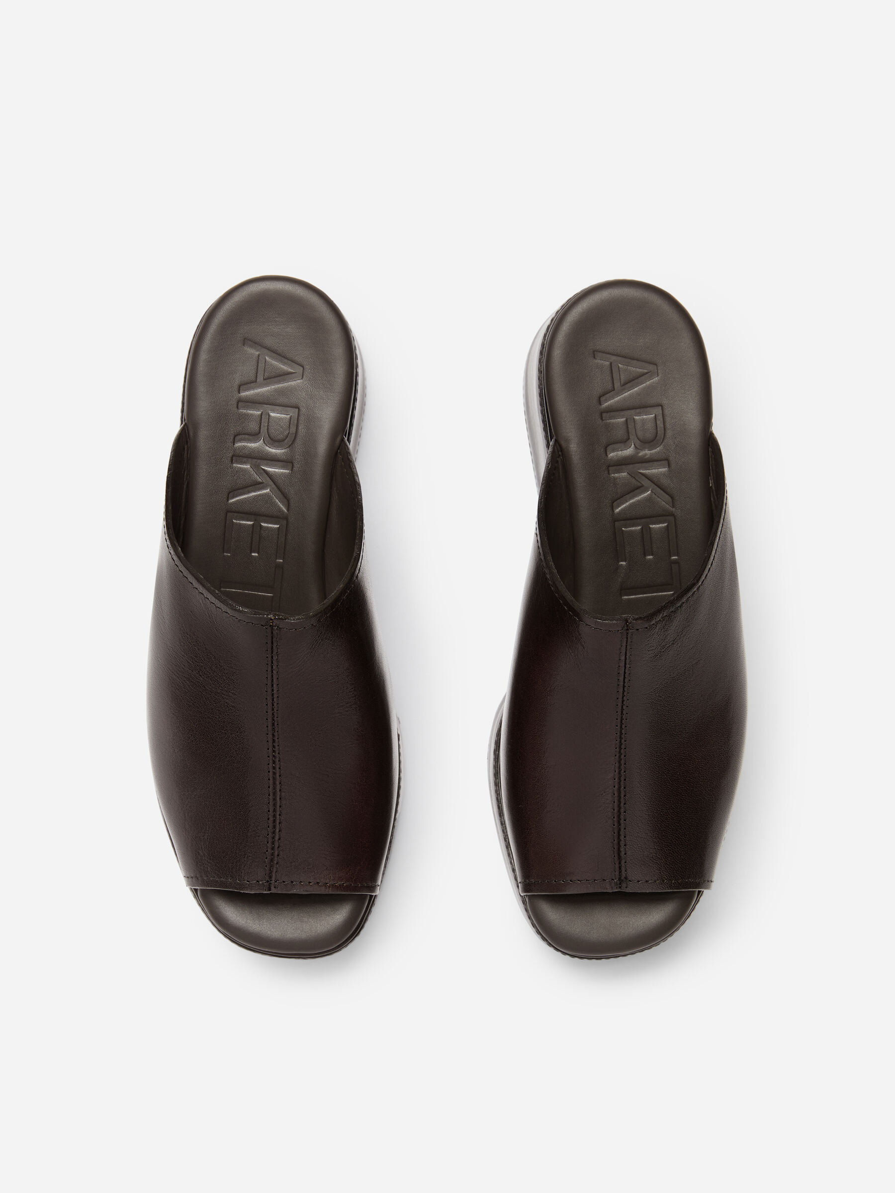 Platåsandaler i läder - Mörkbrun - Women - StillMedia/DescriptiveStillLife - 8