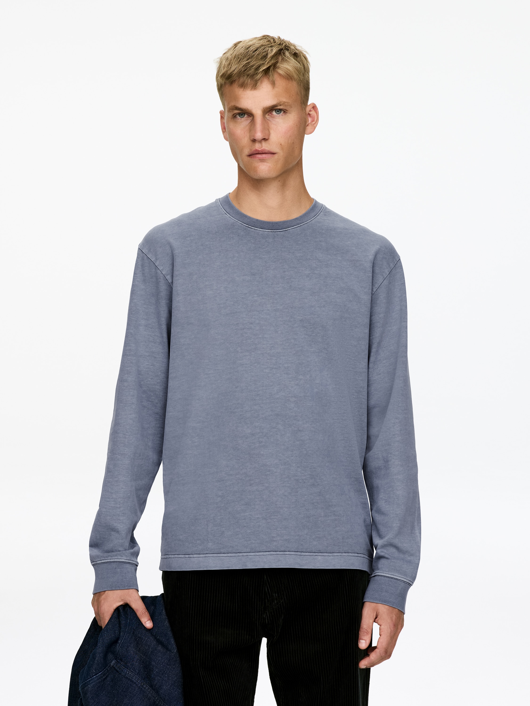 Langarmshirt - Ausgebleichtes Blau/Ausgebleichtes Beige/Ausgebleichtes Schwarz