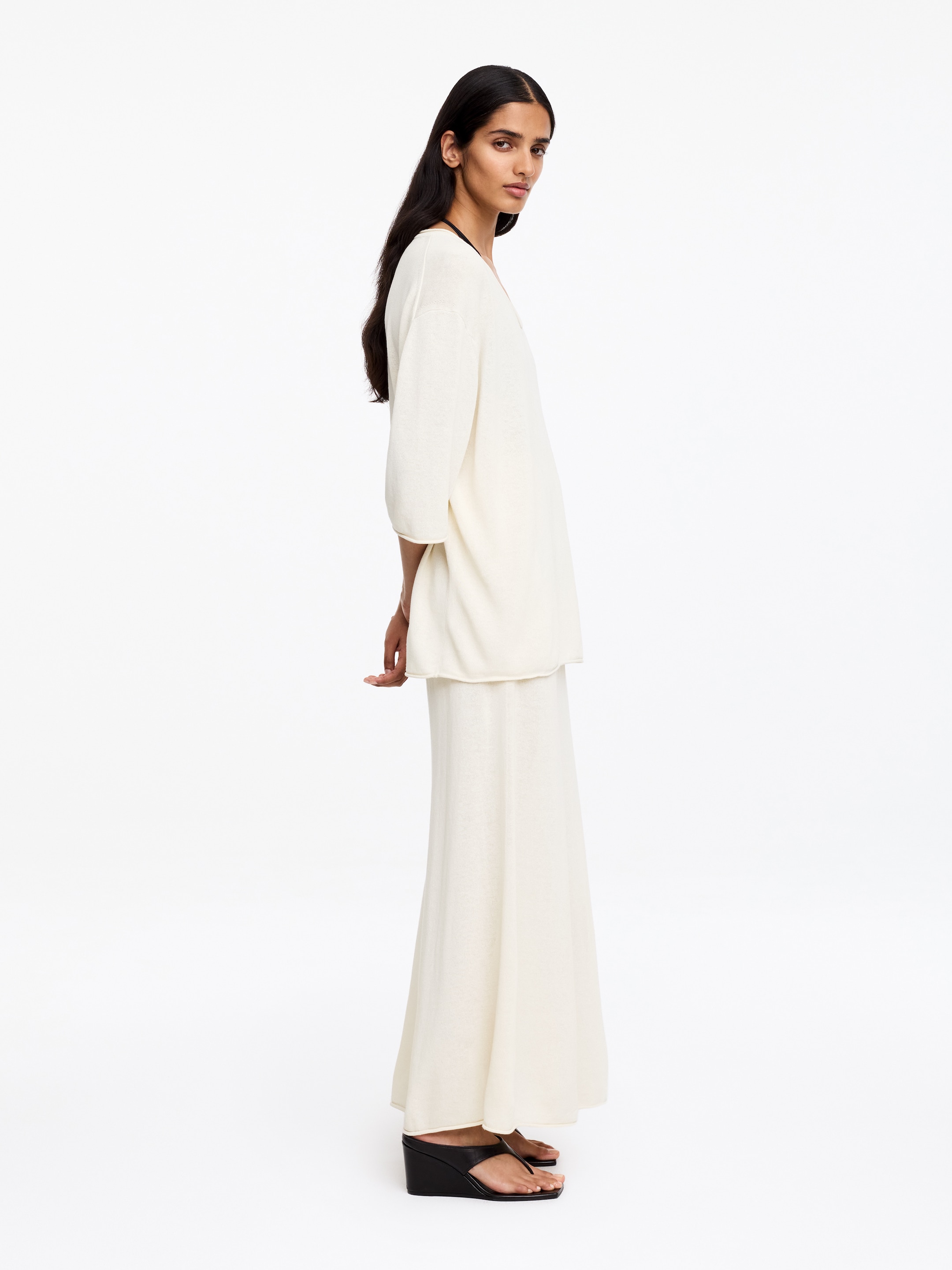 Top in misto lino lavorato a maglia - Bianco sporco - Oversize - Women - StillMedia/Lookbook - 5