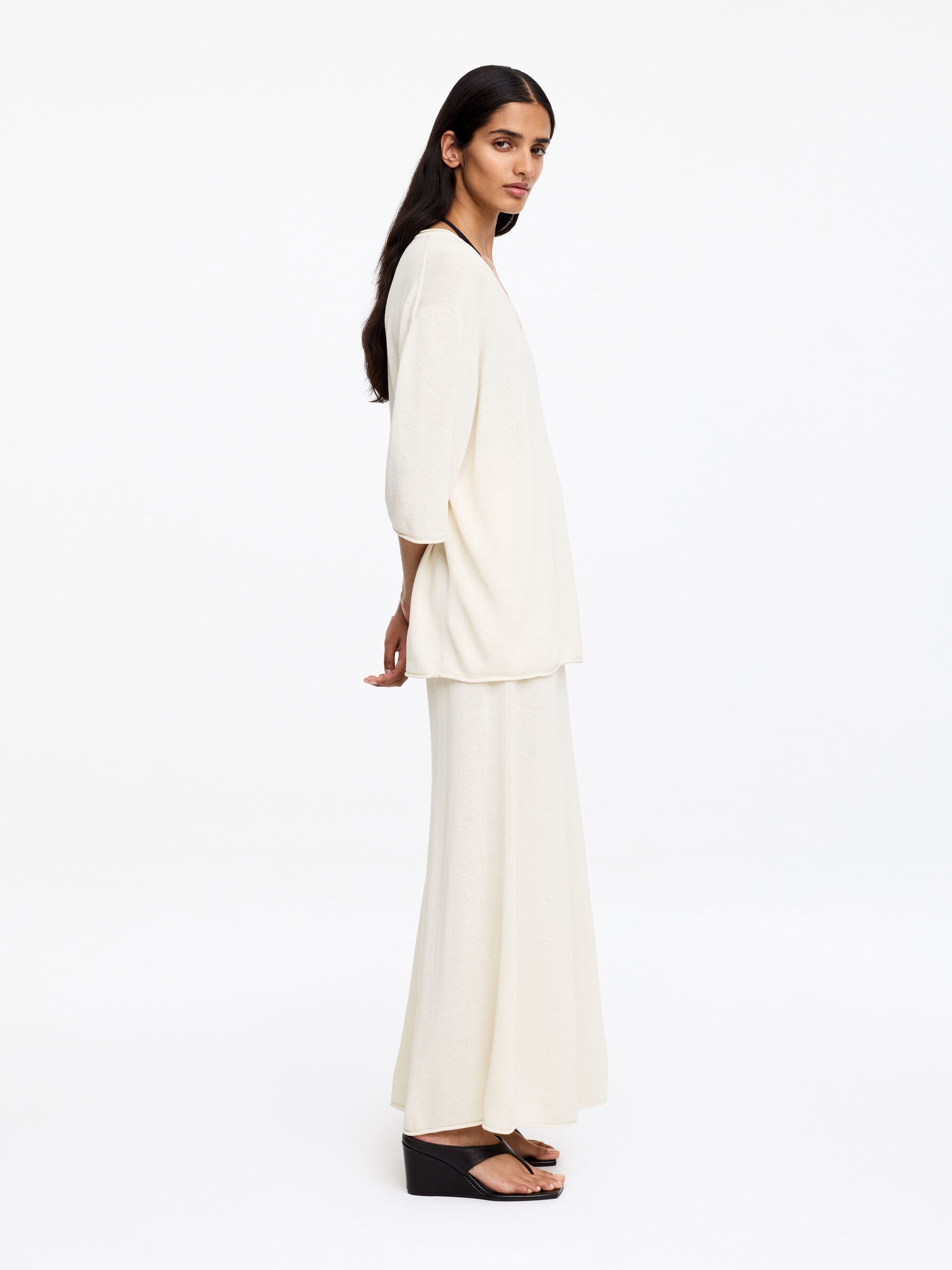 Knitted Linen Blend Top - Off-white - Oversized - Women - StillMedia/Lookbook - 5