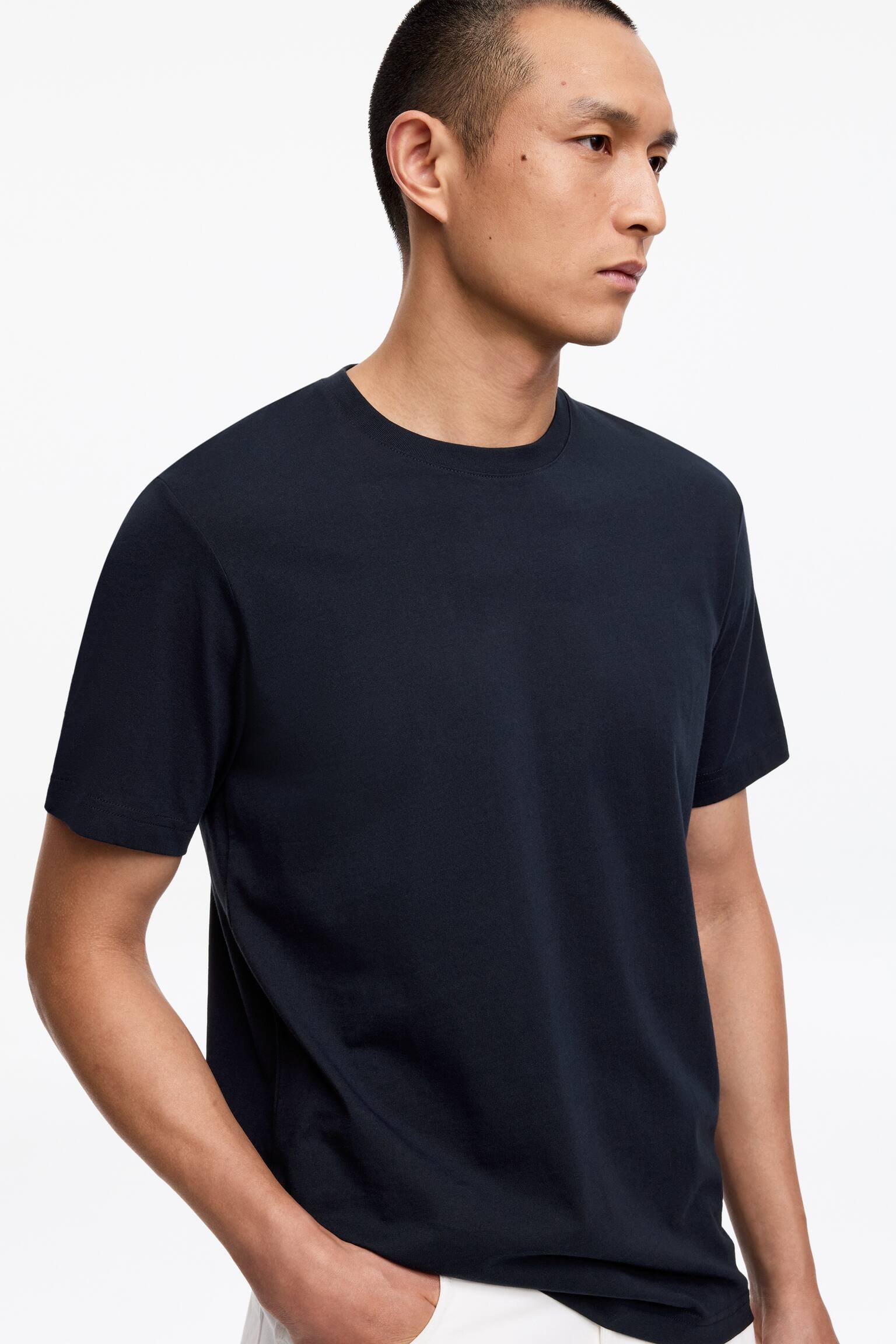 Lekki T-shirt - Ciemnoniebieski/Czarny/Biały/Szary melanż/Ciemnobrązowy/Zielony khaki - 5