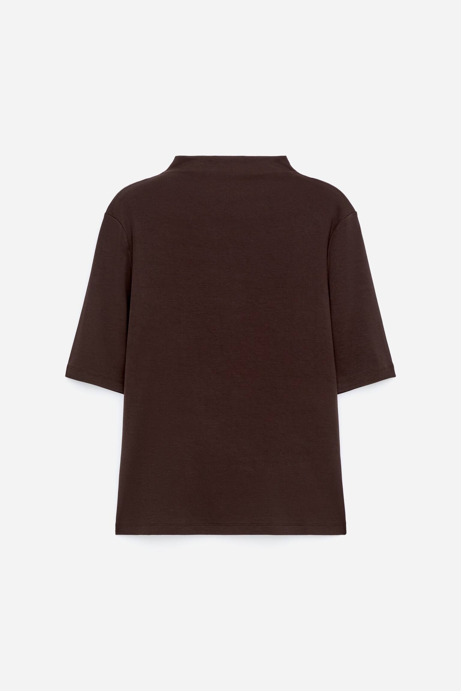 Maglia con collo a lupetto e lavorazione a coste - Marrone - 2