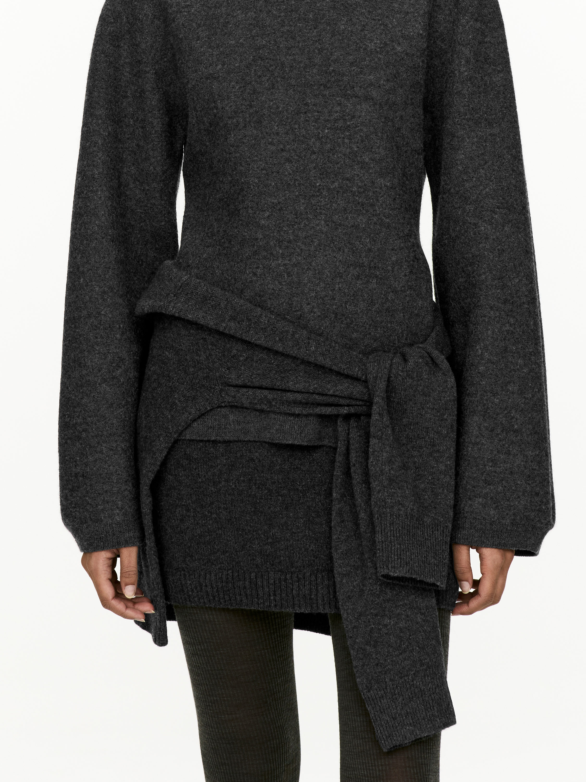 Boiled Wool Jumper - Dark Grey Melange - Regular fit - Women - StillMedia/Lookbook - 4