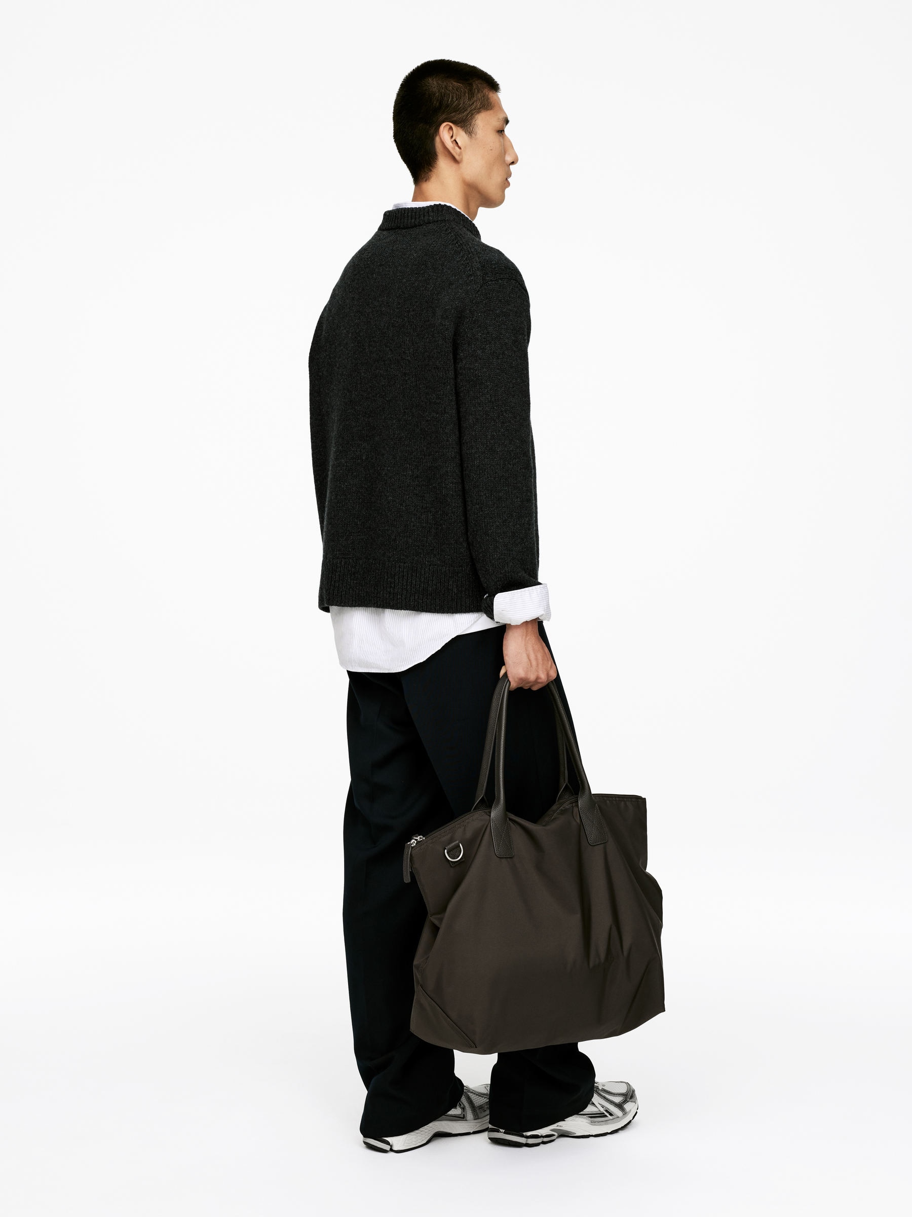 Heavy Knit Wool Jumper - Charcoal Melange - Relaxed fit - Men - StillMedia/Lookbook - 6