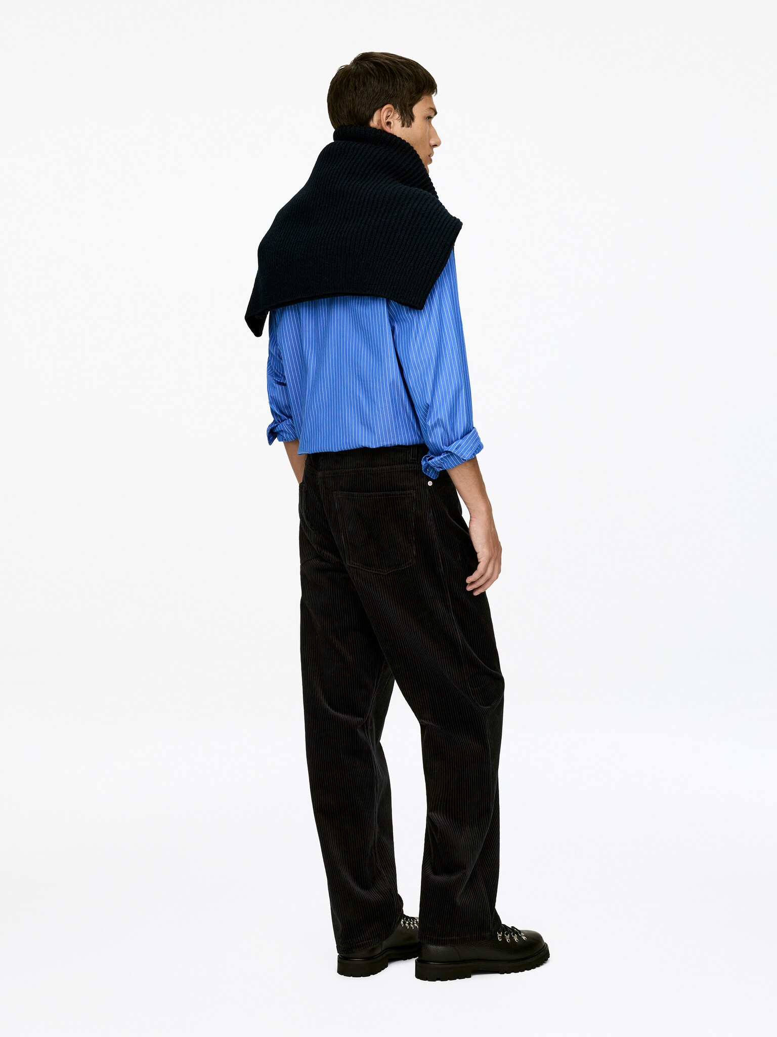 Pantalon ample en velours côtelé - Noir/Taupe foncé - 6