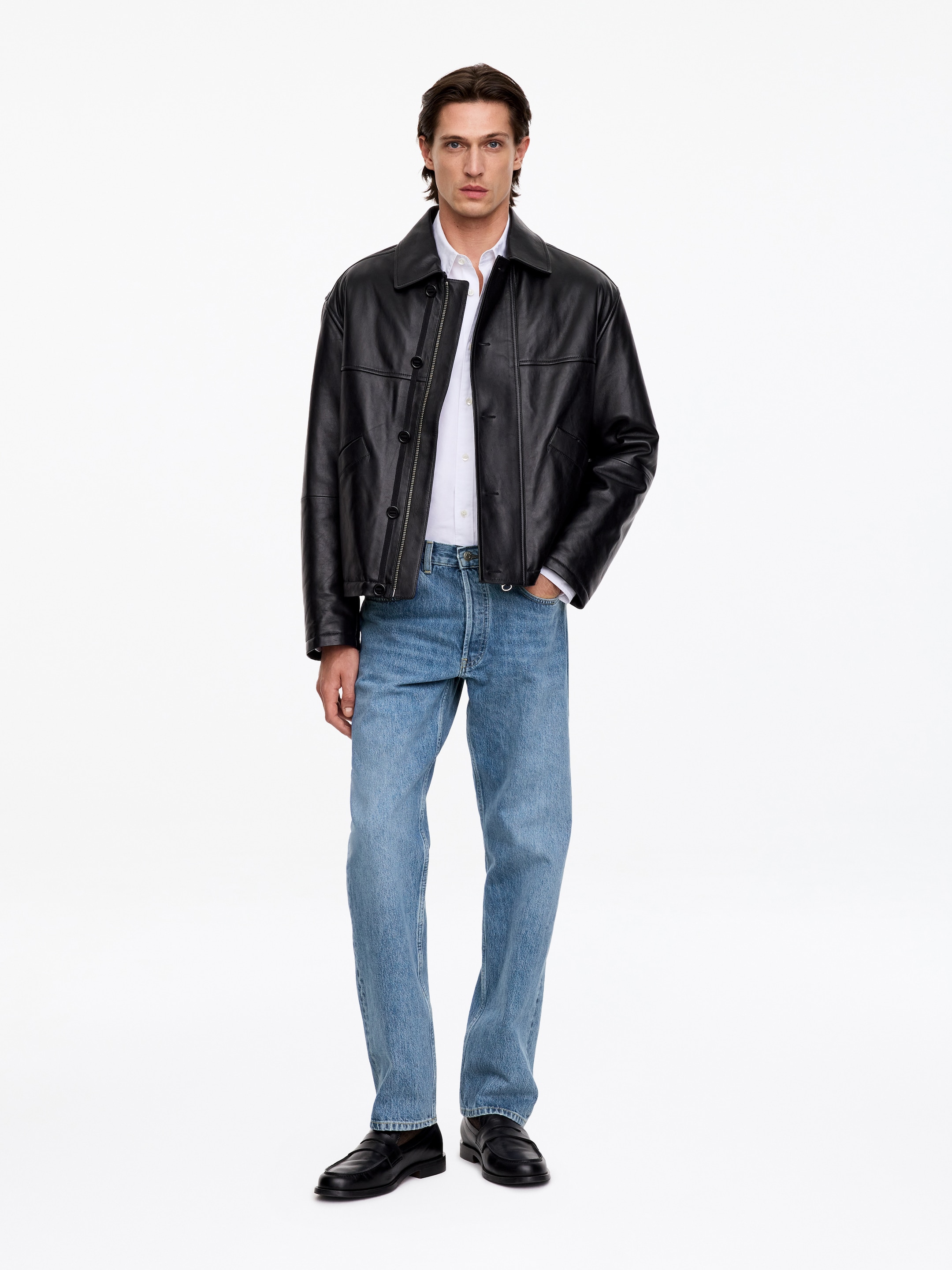 OCEAN Loose Jeans-Blue-18840