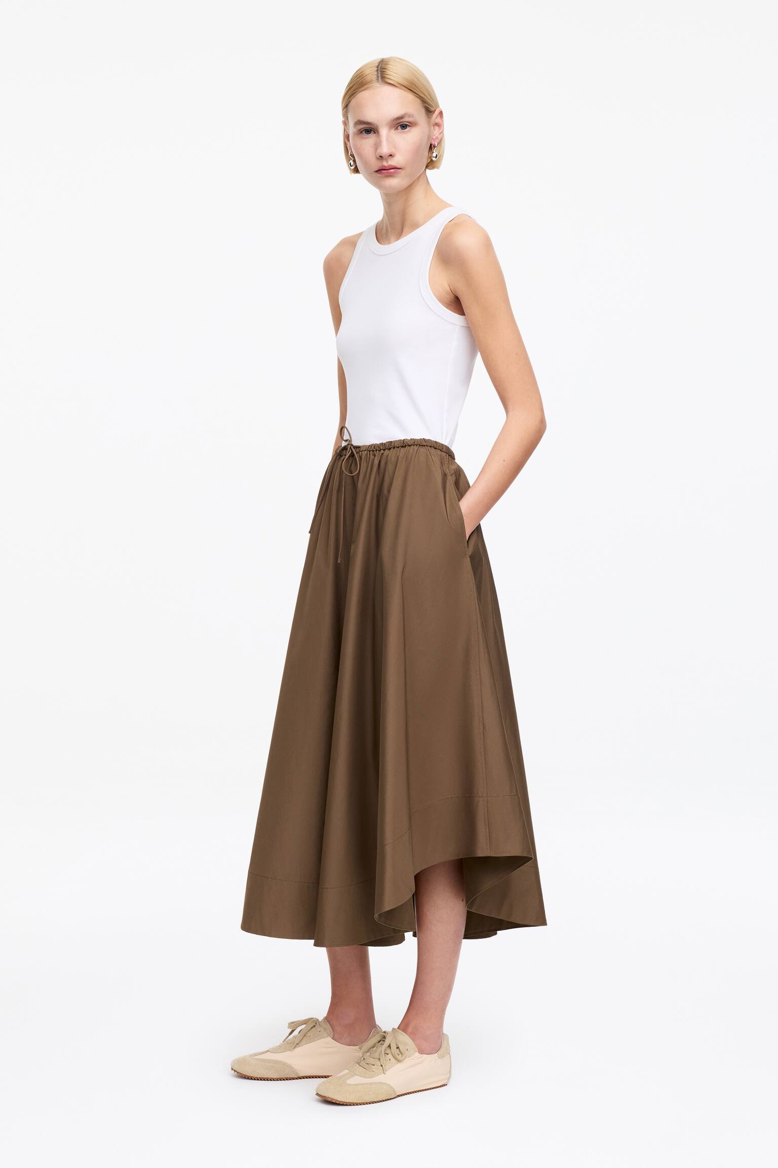 Falda ancha de algodón - Marrón/Negro - 3