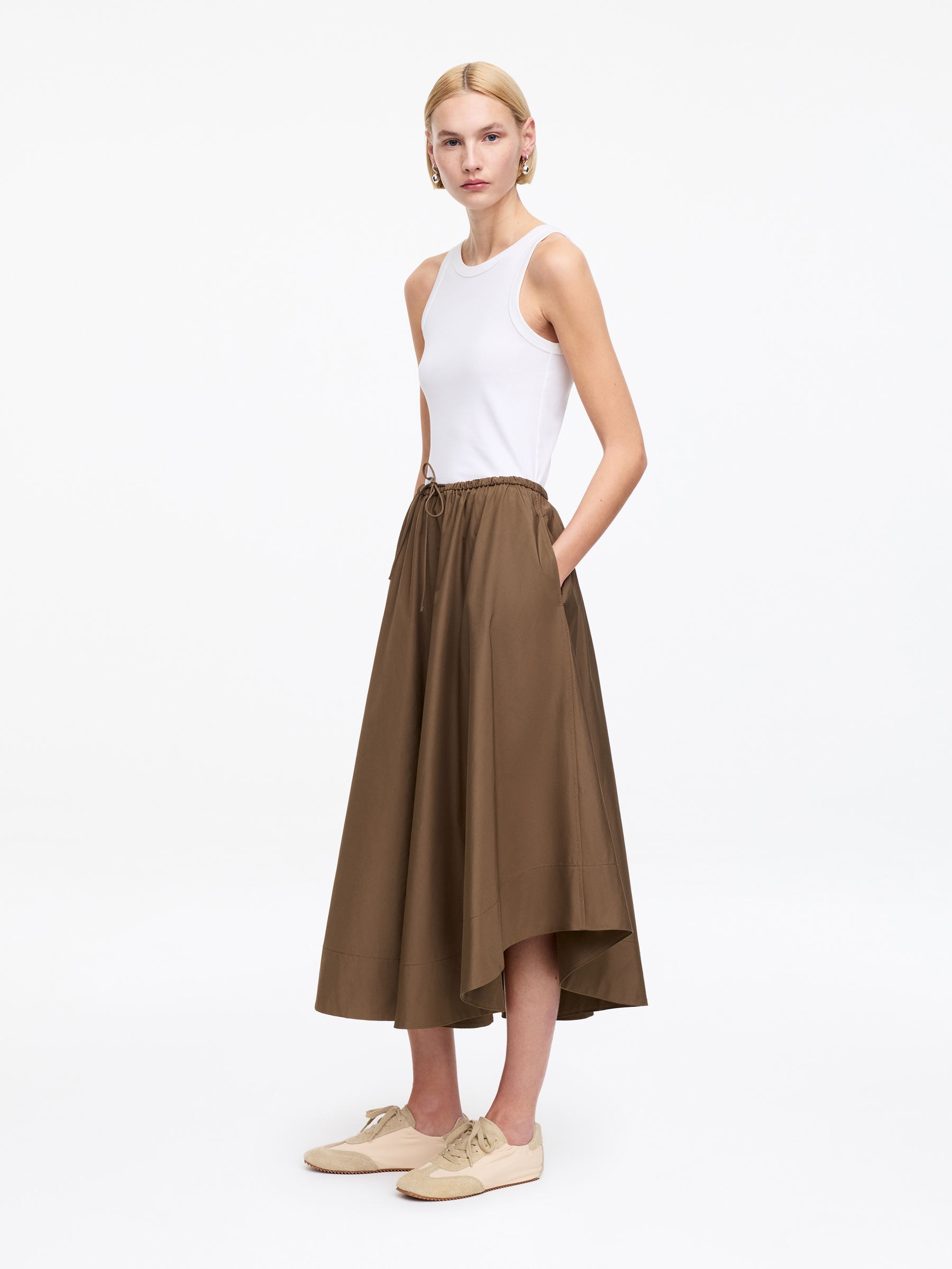 Wide Cotton Skirt - Brown - Regular fit - Women - StillMedia/Lookbook - 6