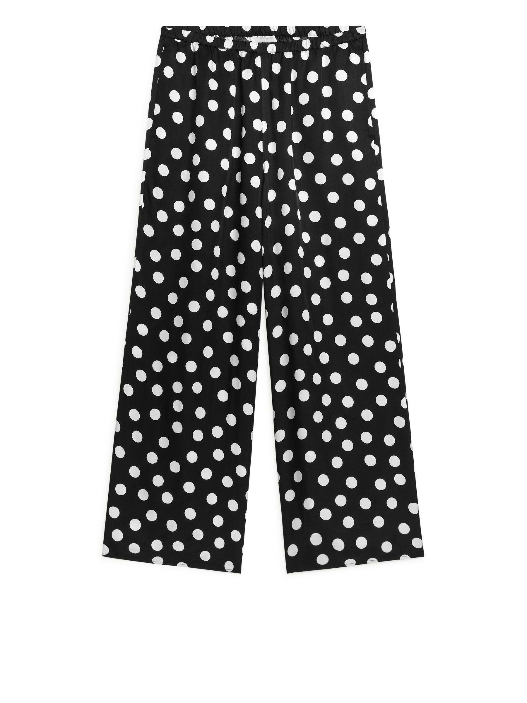 Pantaloni a gamba larga in raso - Nero/Bianco - Loose fit - Women - StillMedia/DescriptiveStillLife - 1