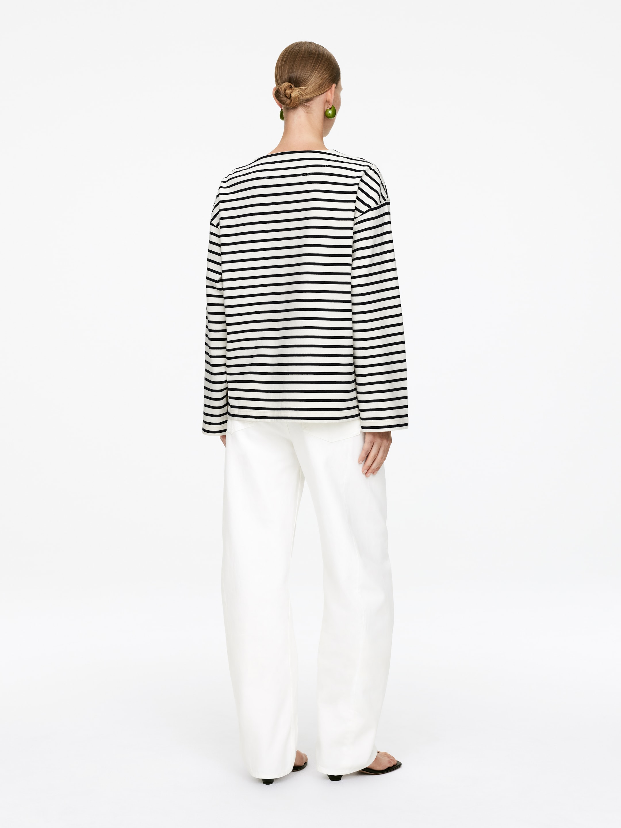 Ingrandisci l'immagine: Long-Sleeve T-Shirt - Dark Blue/Off White - DONNA | H&M CH 2