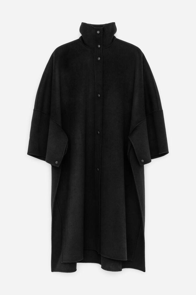 Doubleface-Cape aus Wollmischung - Schwarz - 1