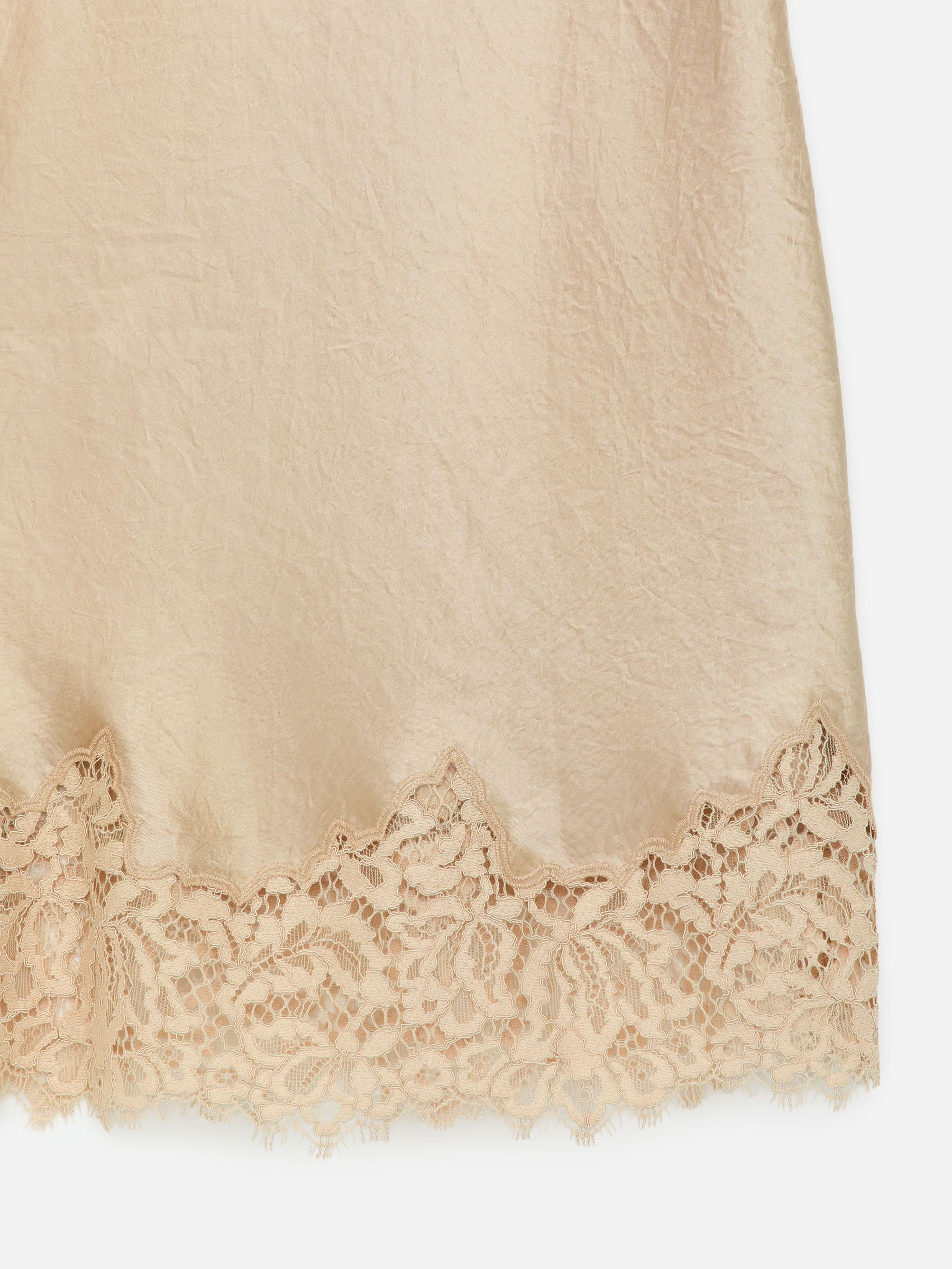 Lace-Detail Satin Skirt - Beige - Regular fit - Women - StillMedia/DescriptiveDetail - 1