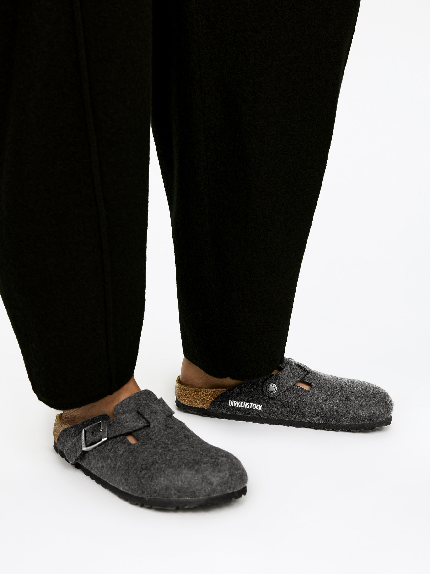 Birkenstock Boston Wool Clogs-#494A4F-13030