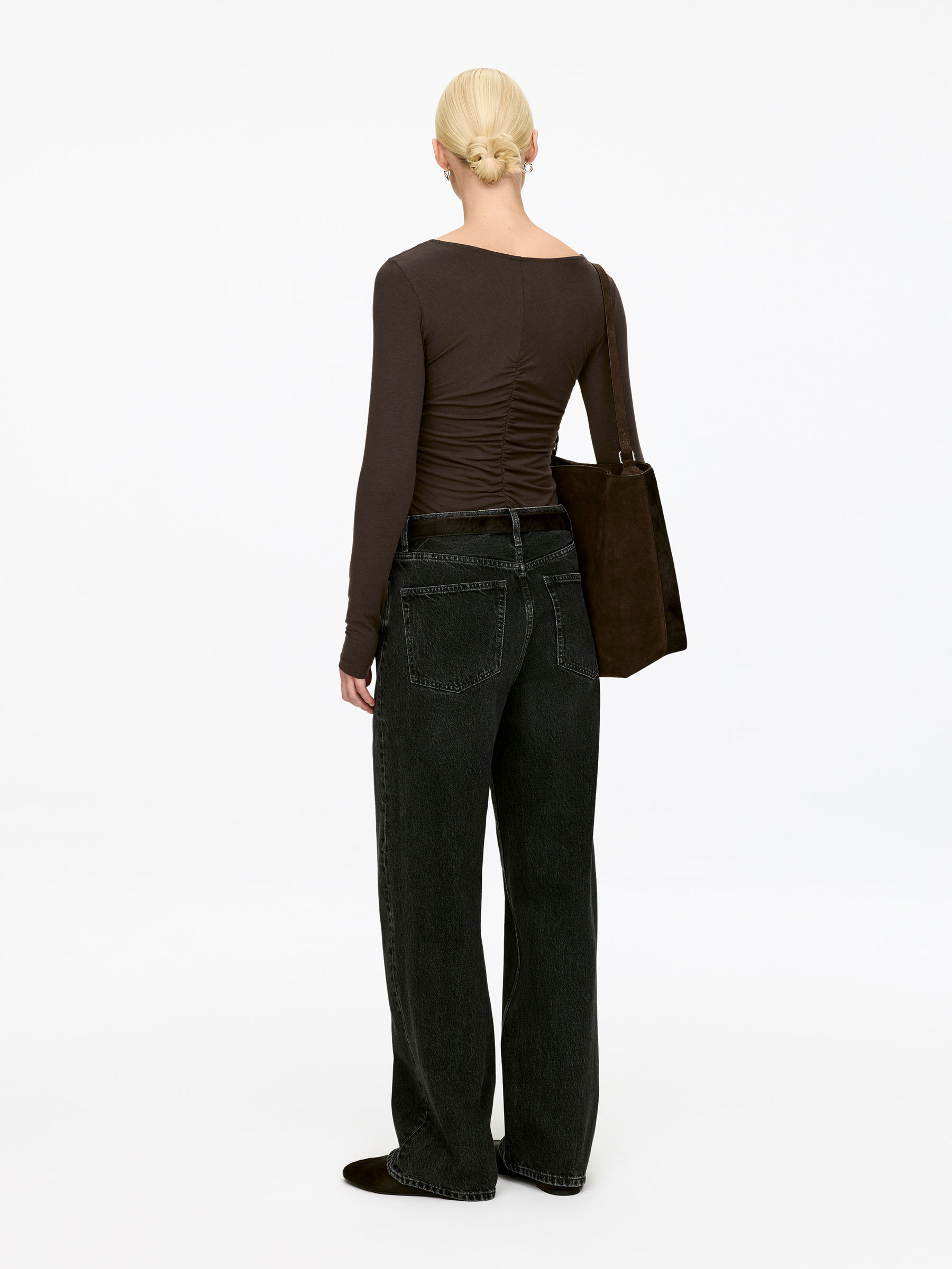 Gathered Top - Dark Brown - Slim fit - Women - StillMedia/Lookbook - 6
