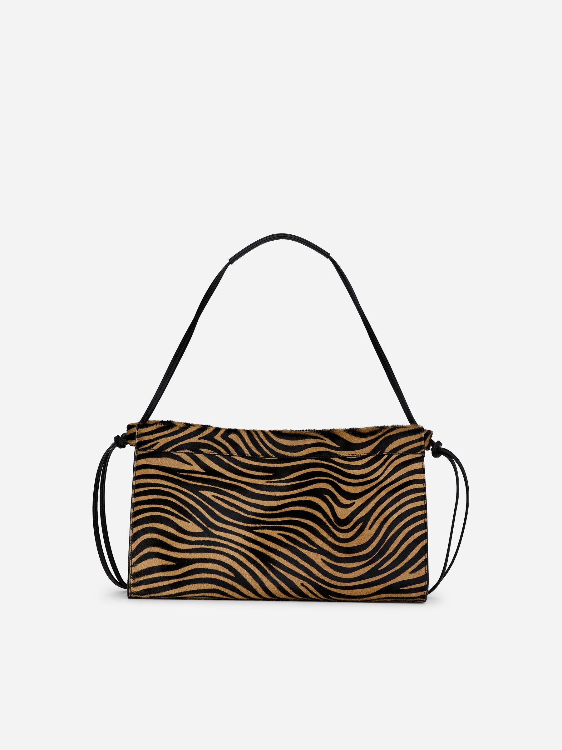 Zebra-Print Leather Shoulder Bag-#918265-17448