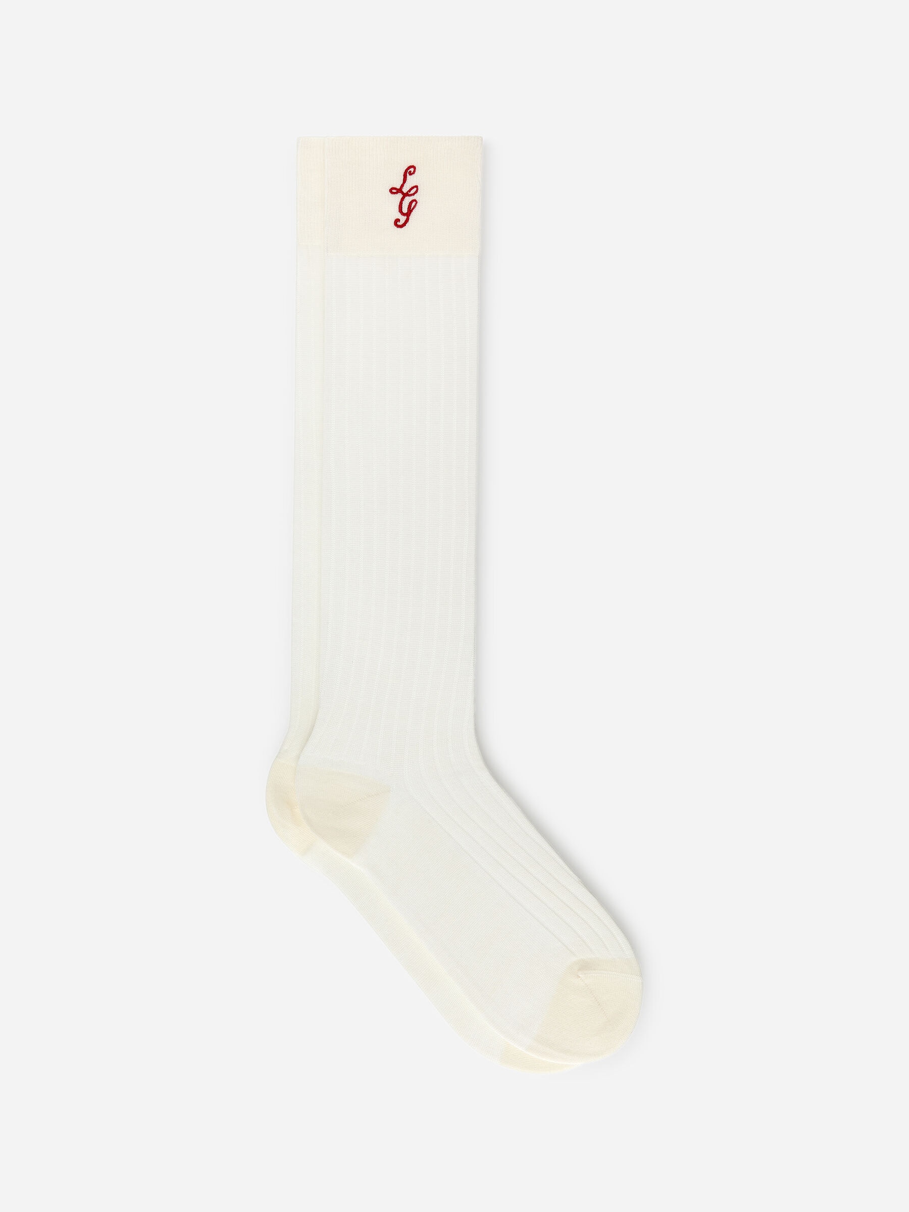 ARKET and Laila Gohar Monogram Knee Socks-#ECE9E2-19007