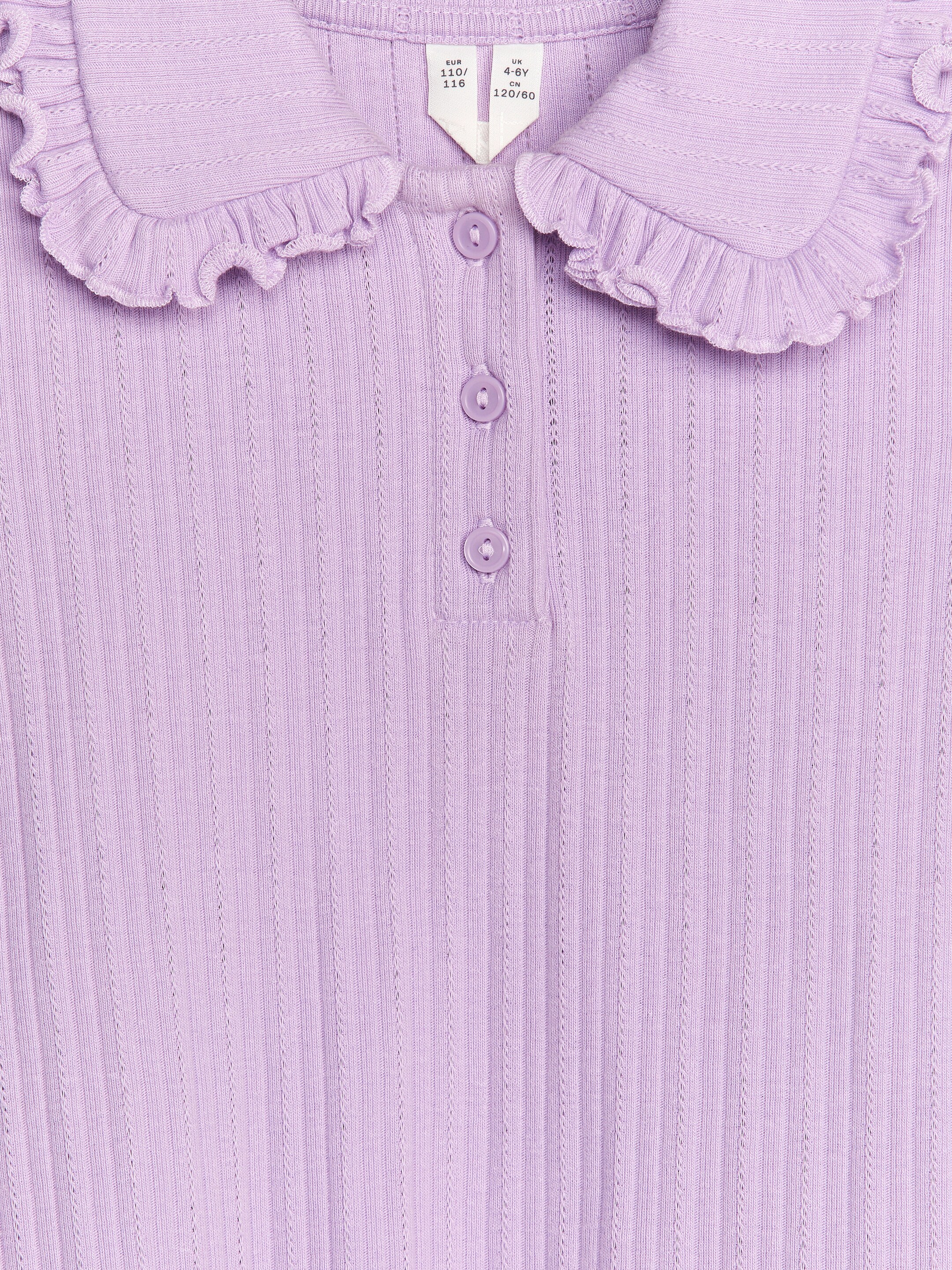 Visa större bild: Ribbad trikåtopp med volangkrage - Lila - BARN | H&M FI 3